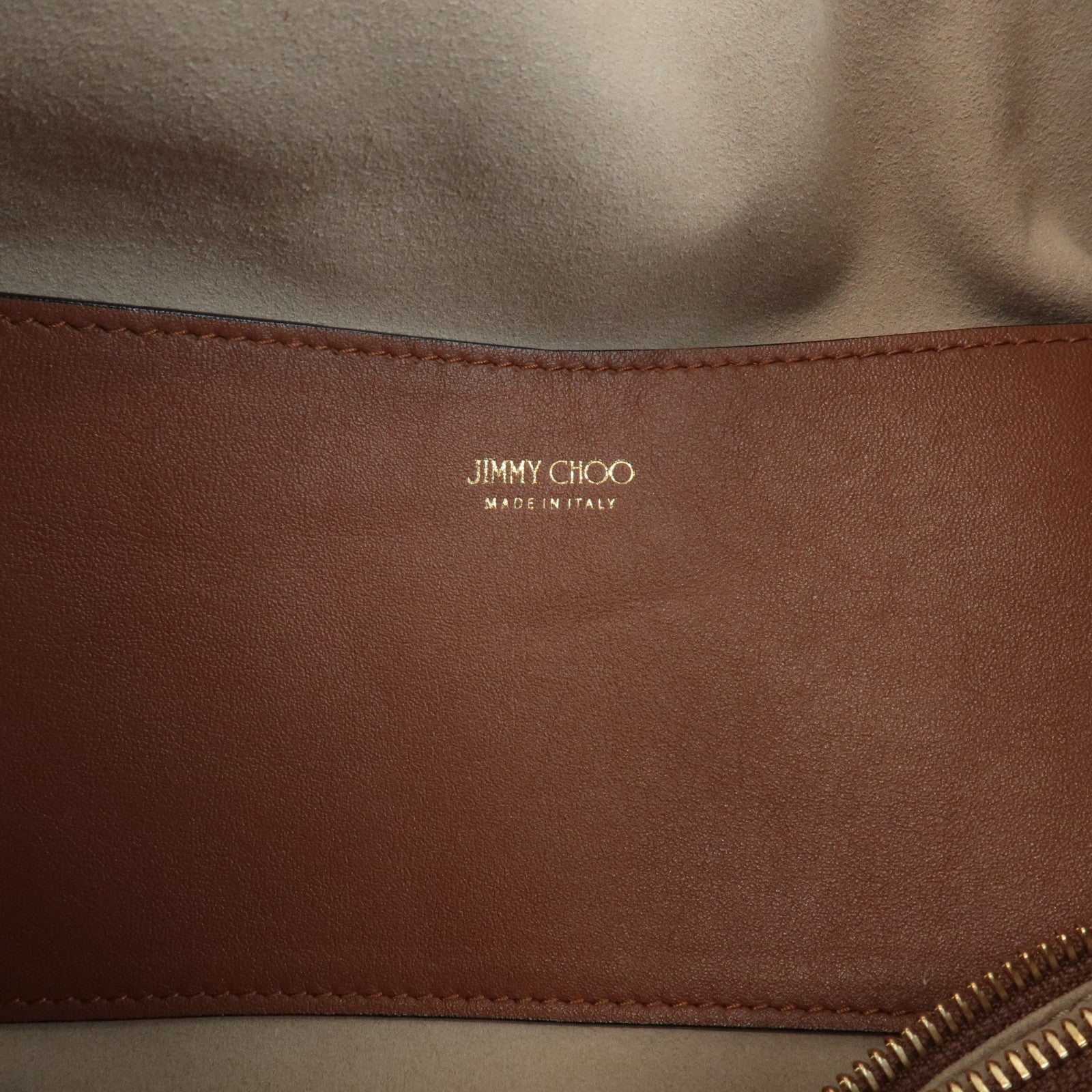 JIMMY CHOO Logo Suede Leather Shoulder Bag Hand Bag Brown Used