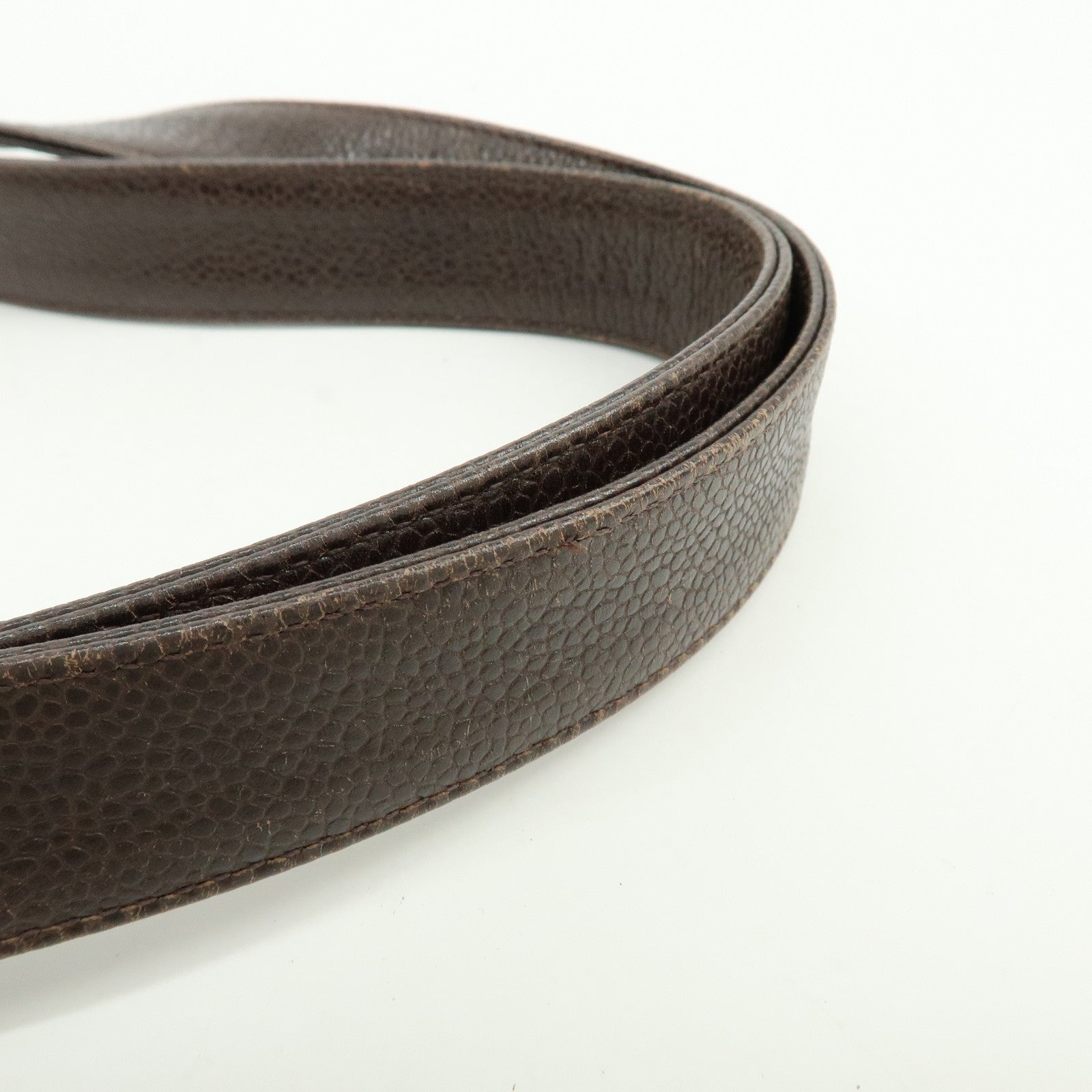 CHANEL Triple COCO Mark Caviarskin Chain Shoulder Bag Brown