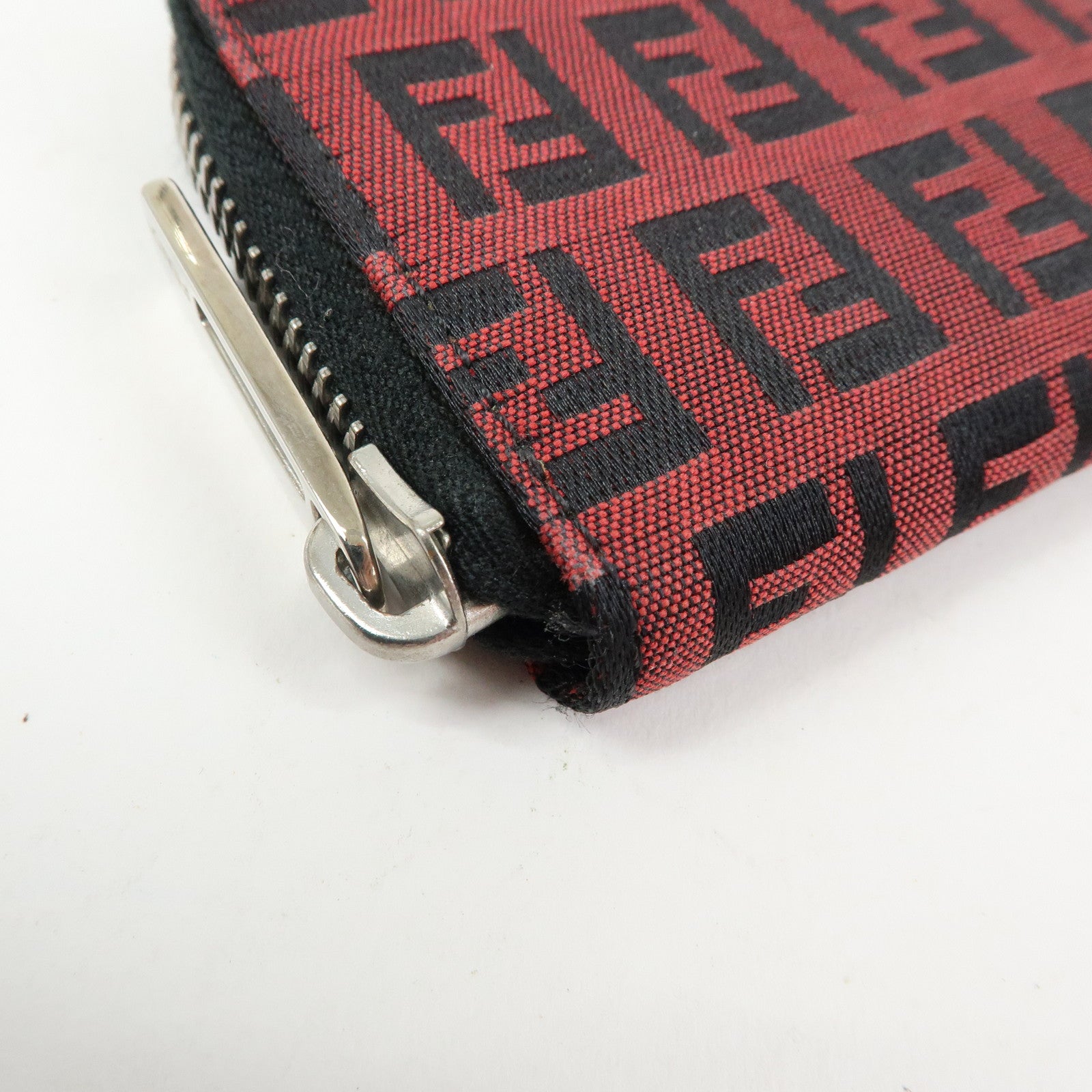FENDI Zucchino Canvas Coin Case Coin Purse Red