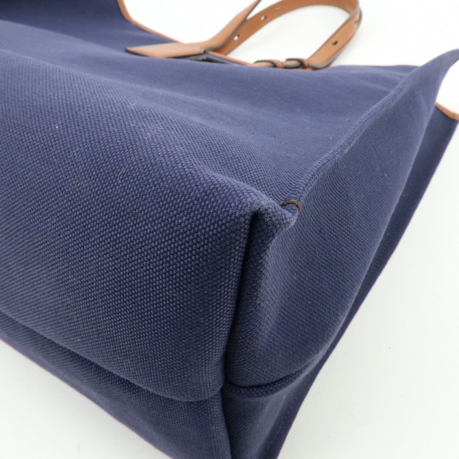 Ferragamo 1927 Signature Canvas Leather Tote Bag Navy Brown