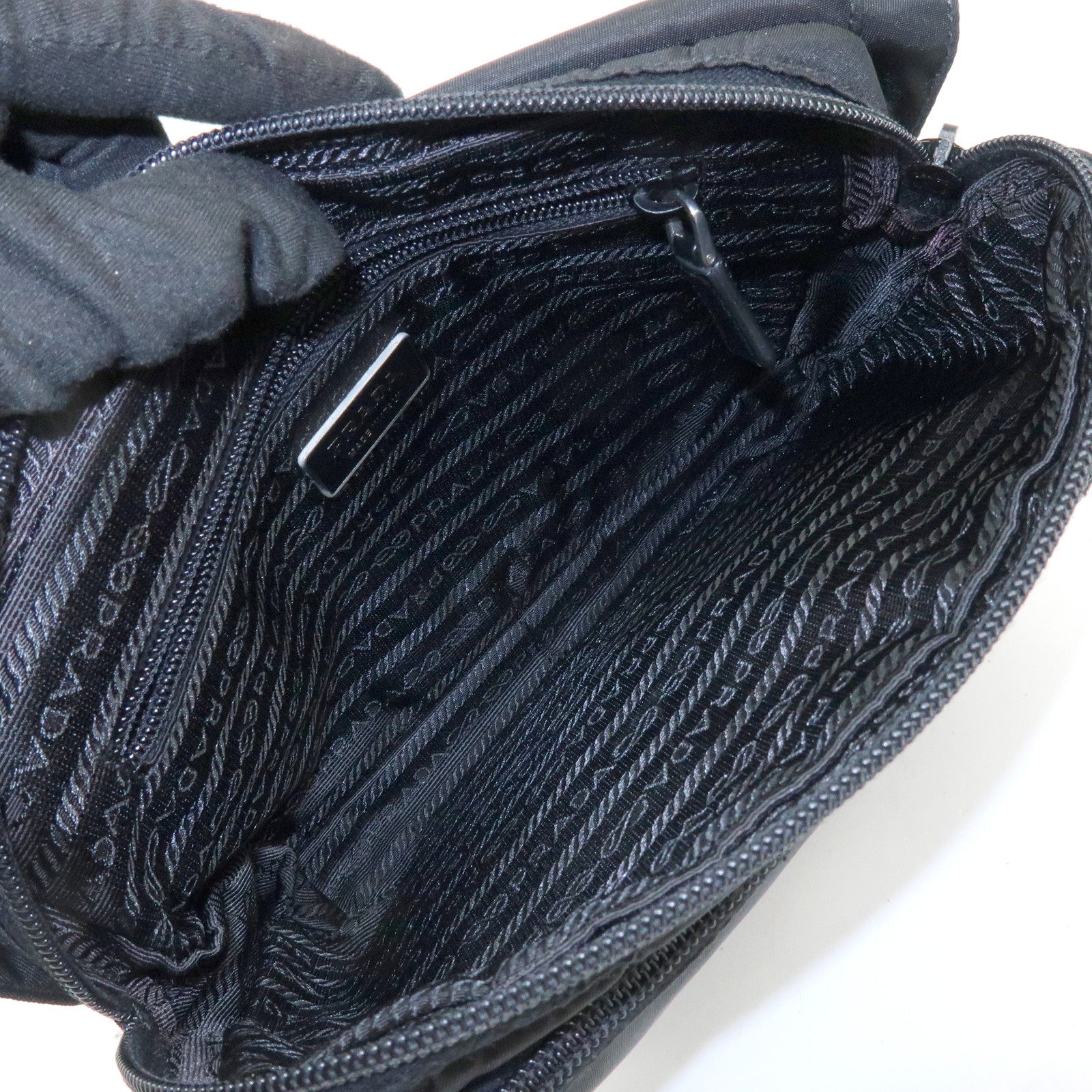PRADA Triangle Logo Nylon Shoulder Bag Crossbody Bag Black