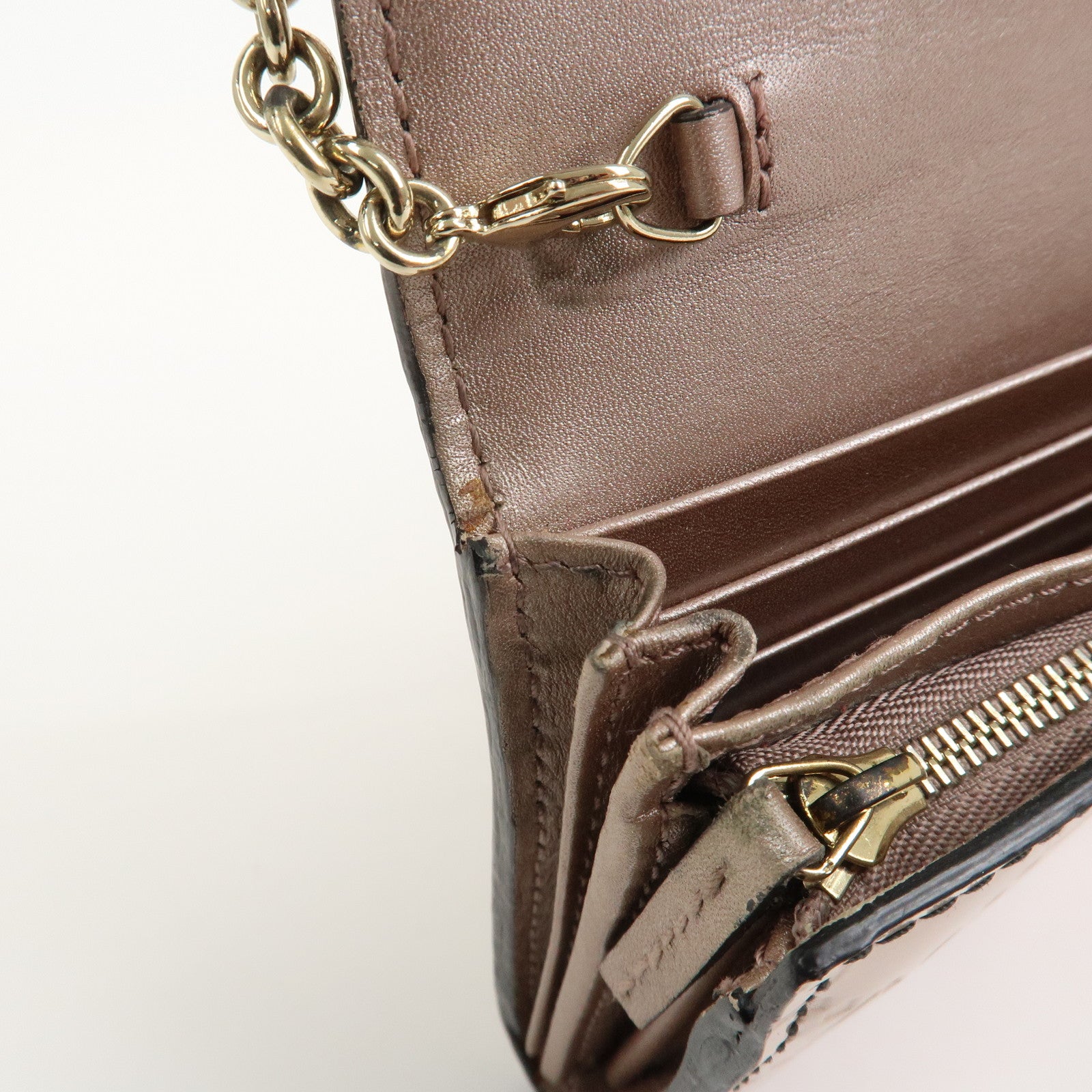 GUCCI Horsebit Guccissima Leather Chain Wallet Tassel Pink 295360