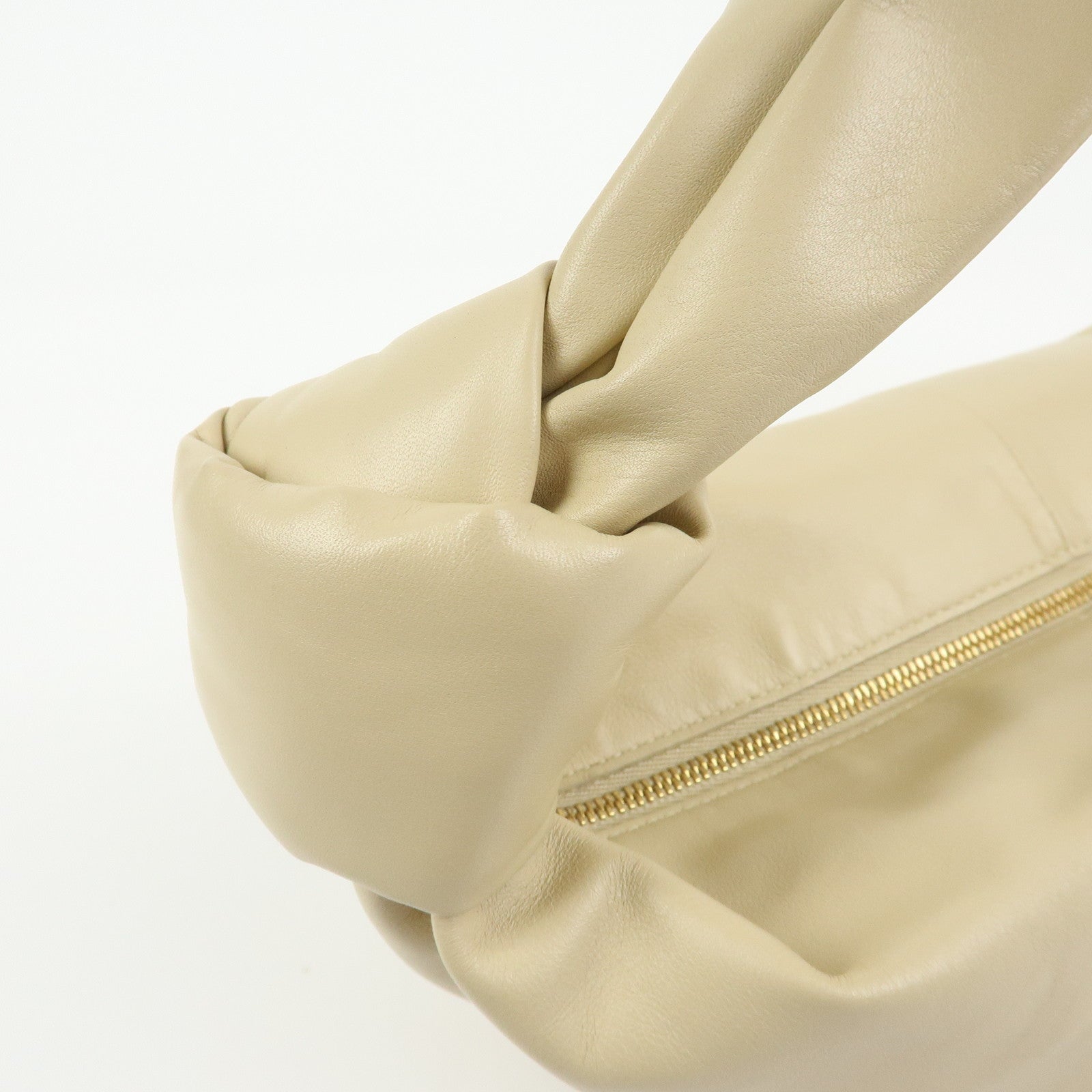 BOTTEGA VENETA Double Knot Lamb Skin Hand Bag Beige 629635