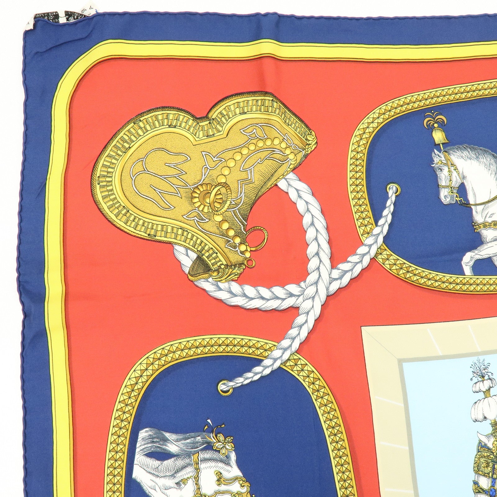 HERMES Carre 90 Silk 100% Scarf GRAND APPARAT Navy Multi Color