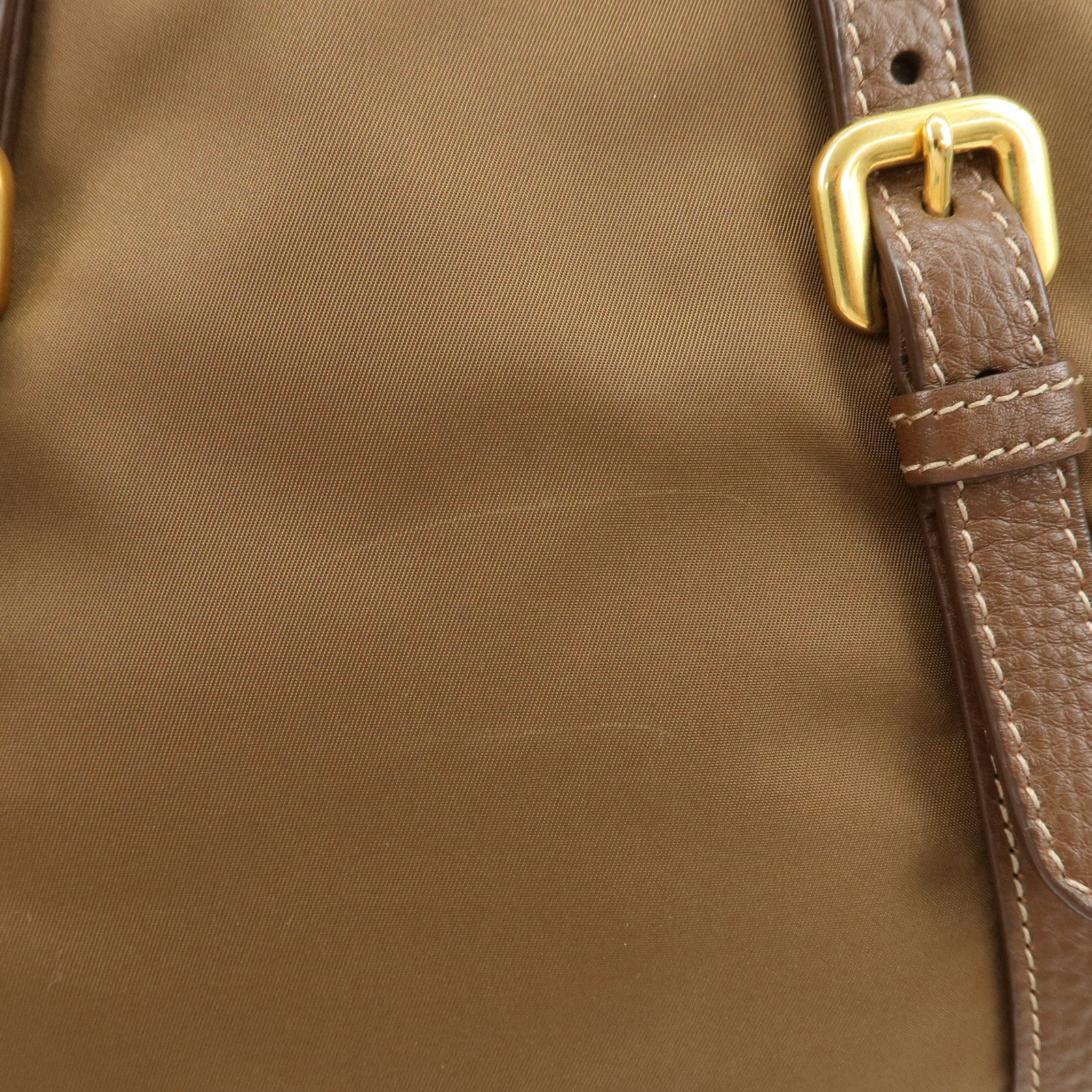 PRADA Logo Nylon Leather 2Way Tote Bag Shoulder Bag Brown BN1841