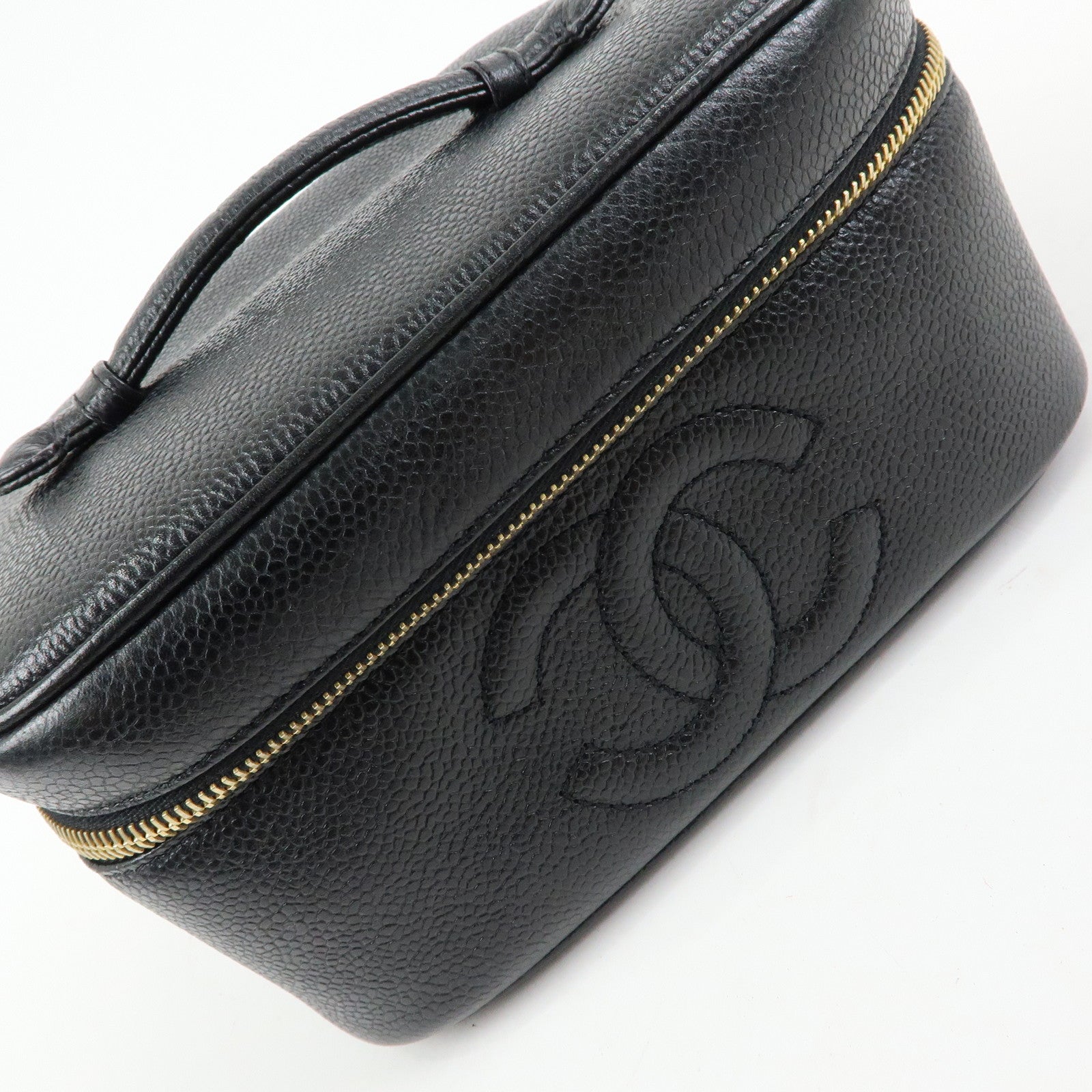 CHANEL COCO Mark Caviarskin Hand Bag Vanity Case Black A01997