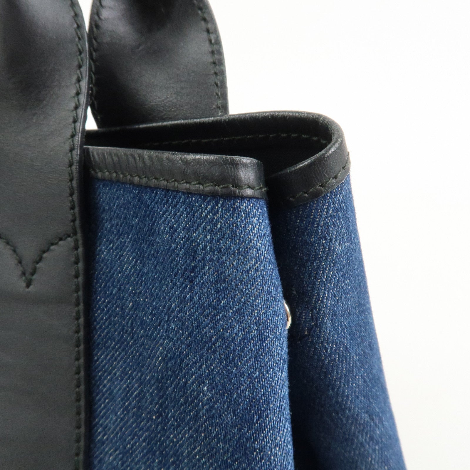 BALENCIAGA Navy Cabas Small Tote Bag Hand Bag Denim Black 339933