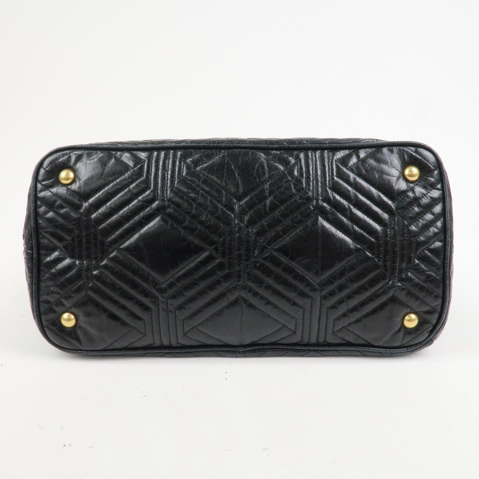 MIU MIU Leather 2Way Shoulder Bag Hand Bag Tote Bag Black
