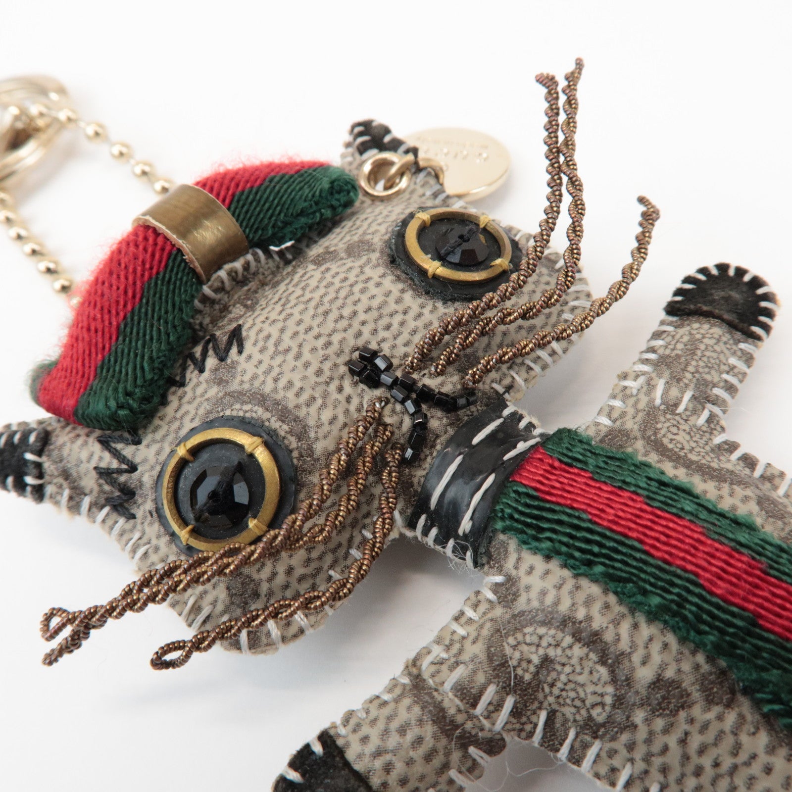 GUCCI Sherry GG Plus Gucciori Christina Bag Charm Key Holder Beige