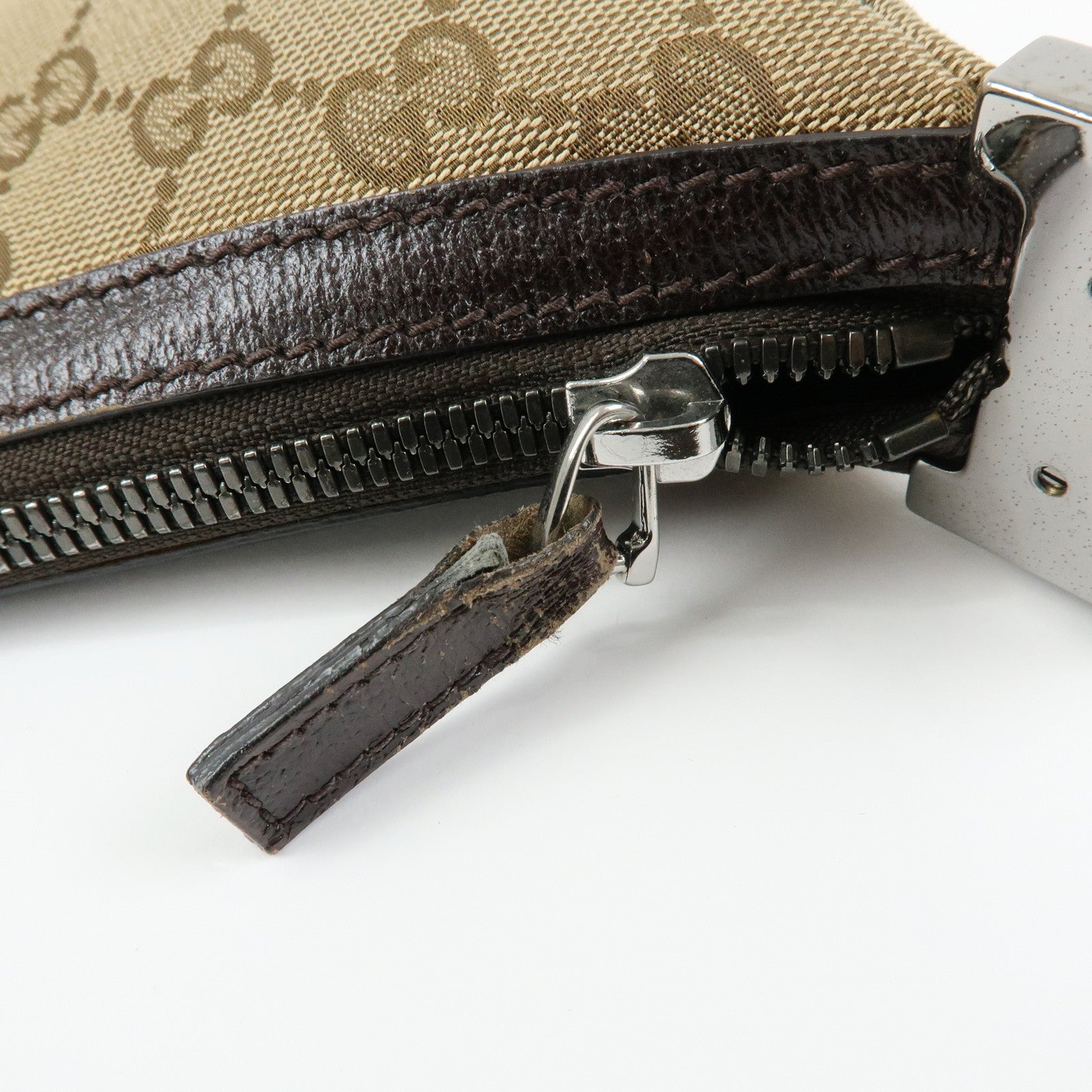 GUCCI GG Canvas Leather Shoulder Bag Crossbody Bag Beige 122790