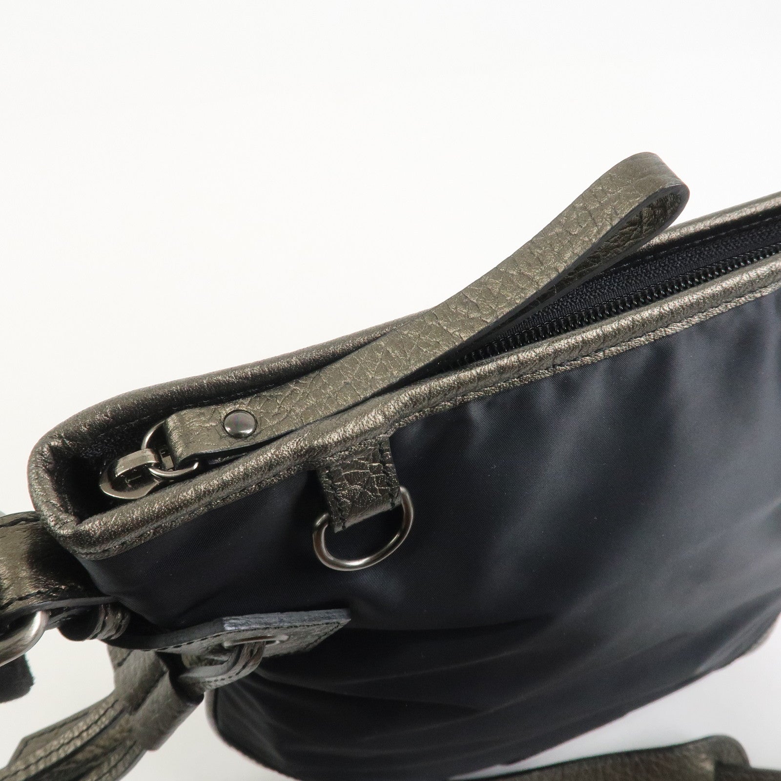 BURBERRY Nylon Leather Shoulder Bag Crossbody Bag Black Bronze