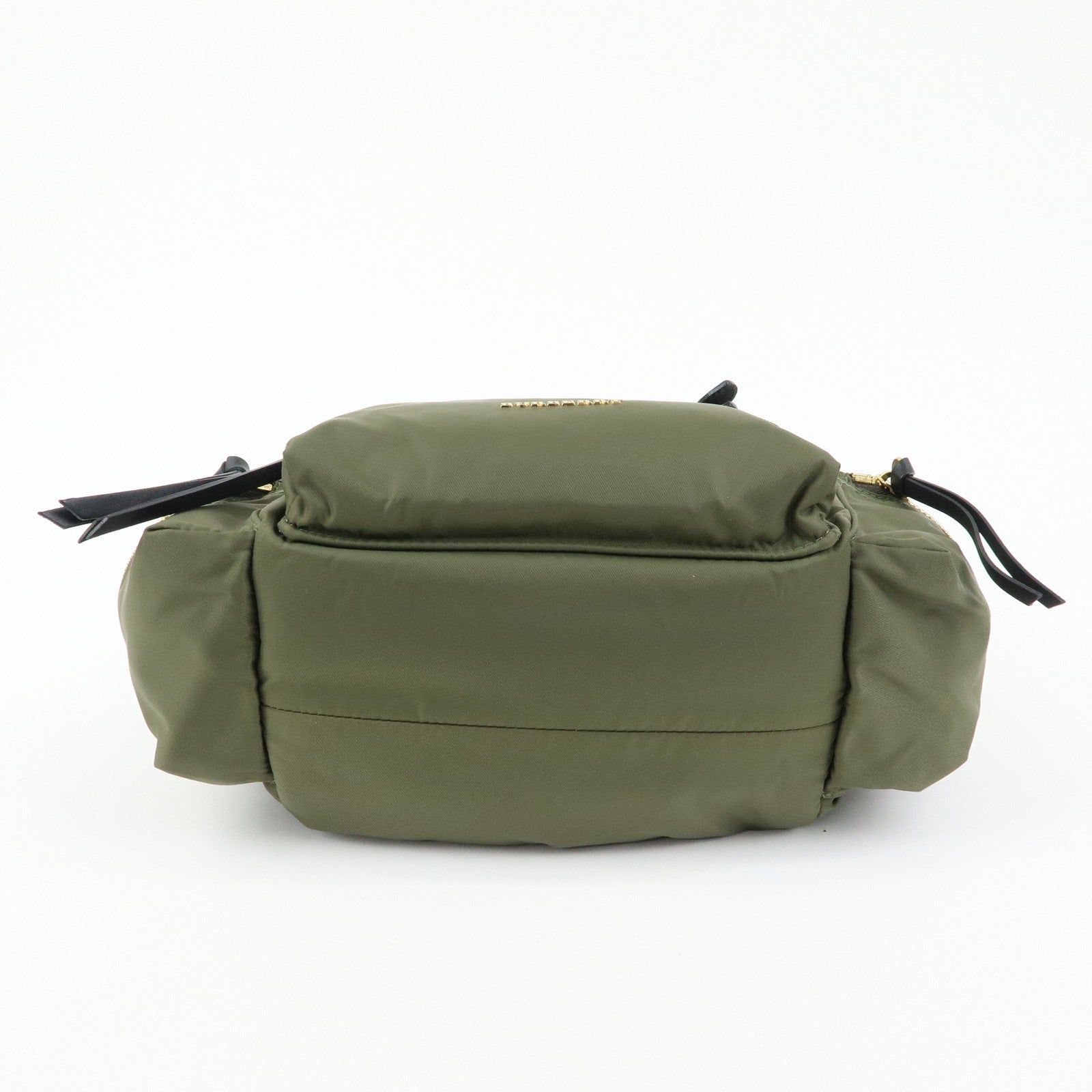BURBERRY Logo Nylon Leather Backpack Rucksuck Khaki Black