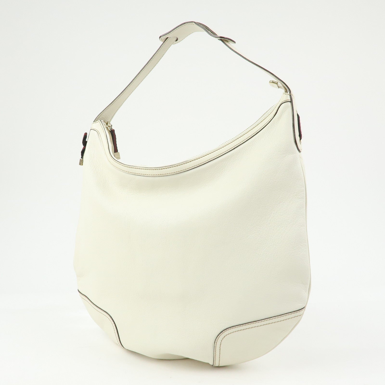GUCCI Sherry Princy Leather Shoulder Bag Hand Bag White 162882