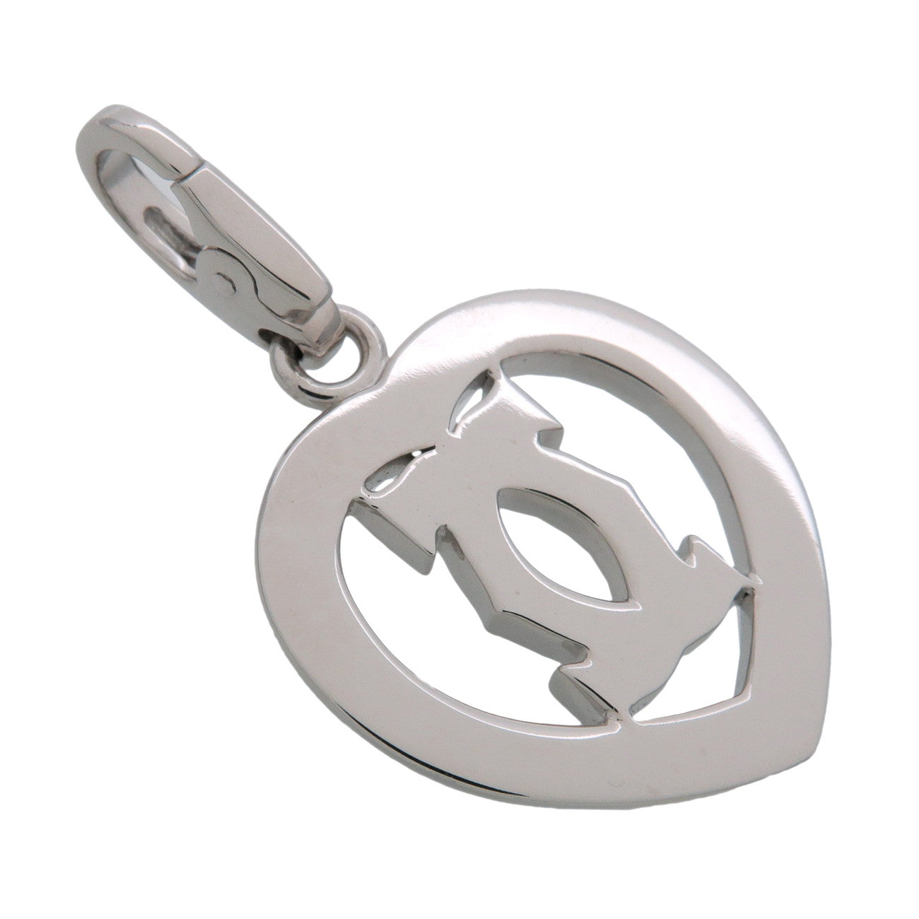 Cartier 2C Diamond Heart Charm Pendant Top K18 750WG White Gold