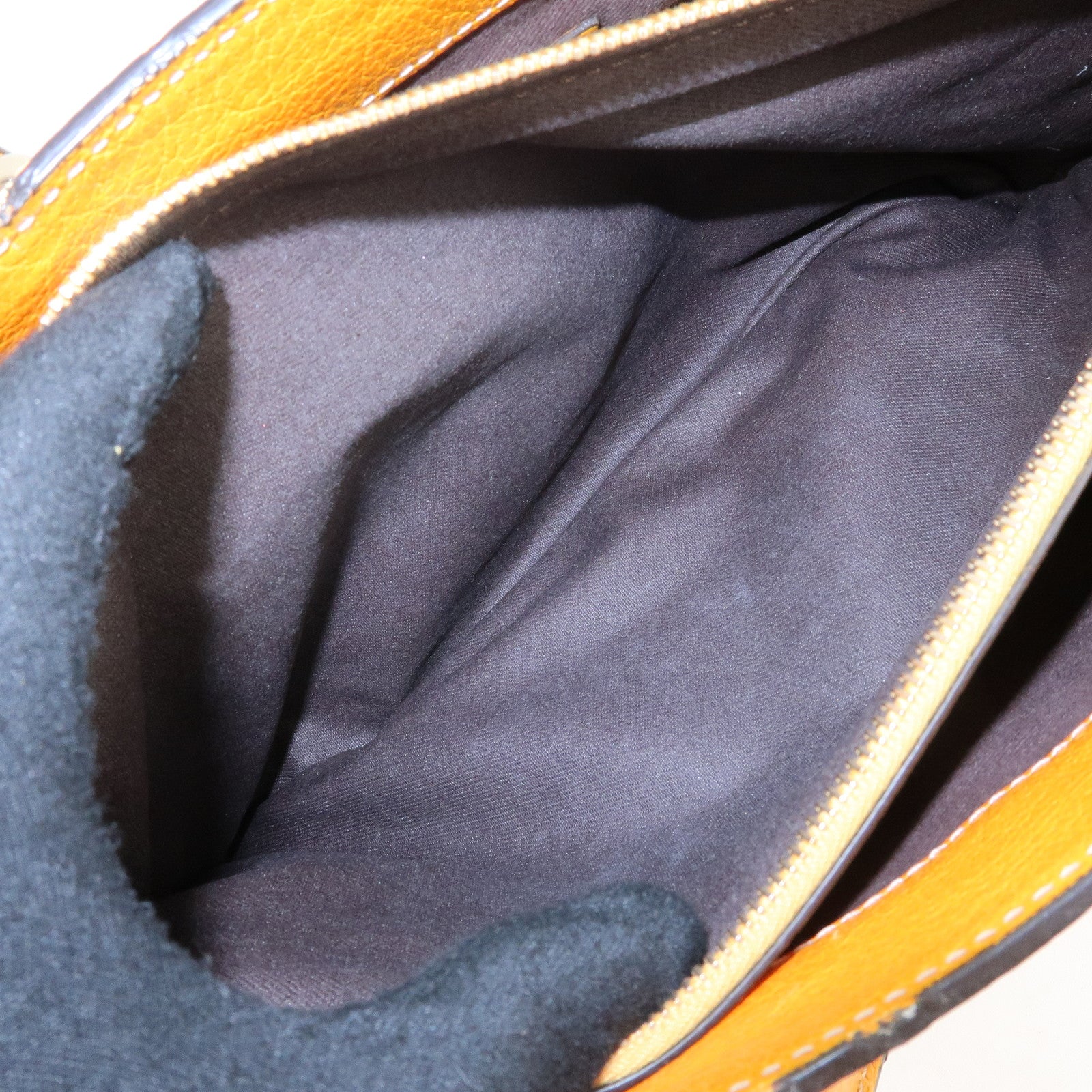 CELINE Leather Canvas Boogie Bag Hand Bag Yellow Gray