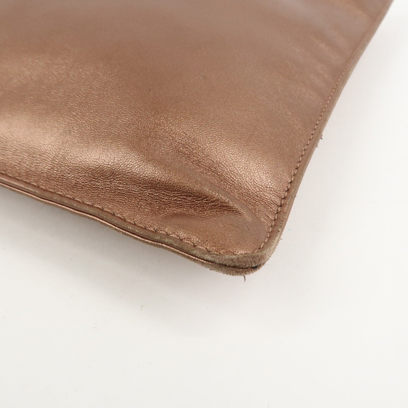 LOEWE Logo Leather Hand Bag Tote Bag Metallic Brown