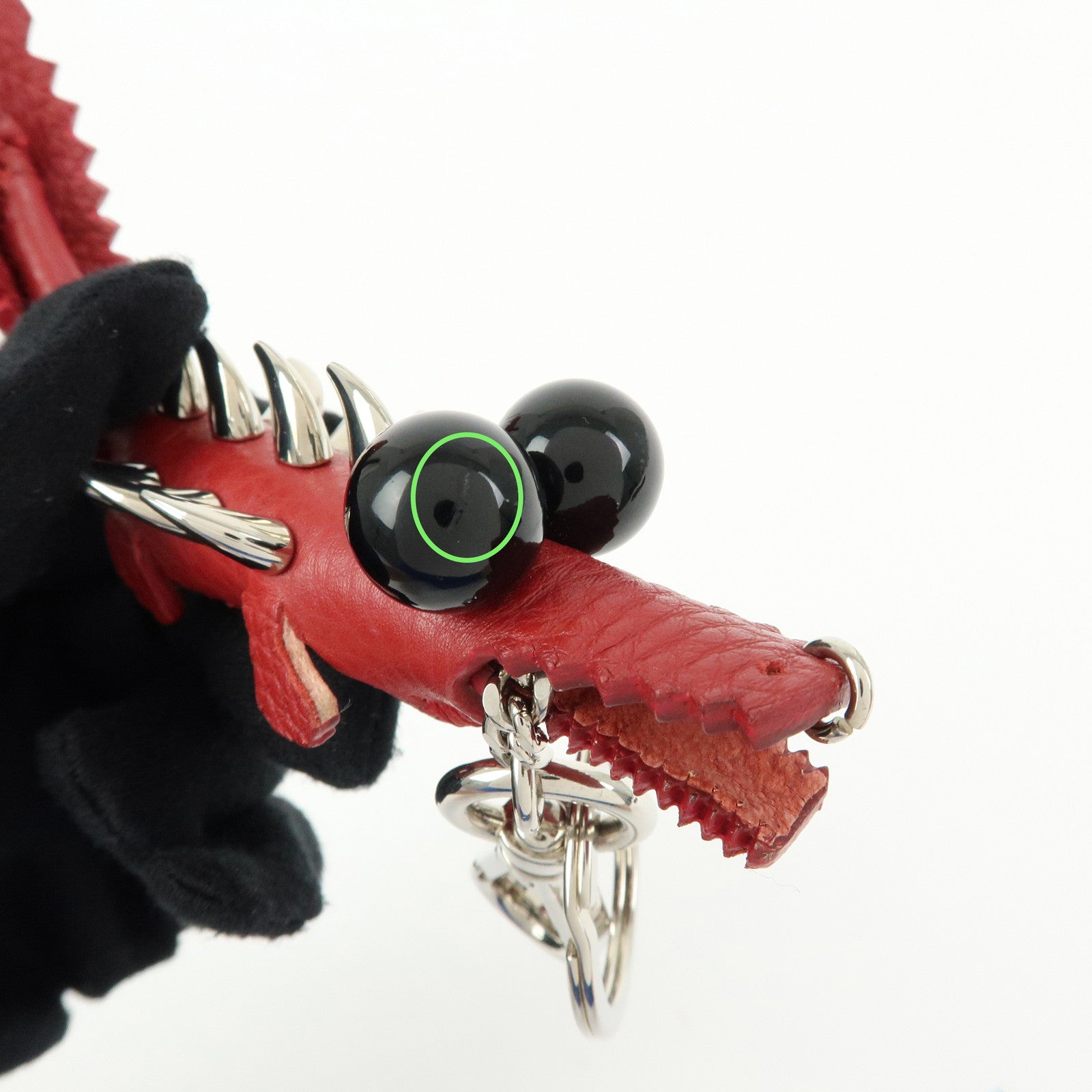 FENDI Calf Leather Alligator Bag Charm Key Chain Key Holder Red
