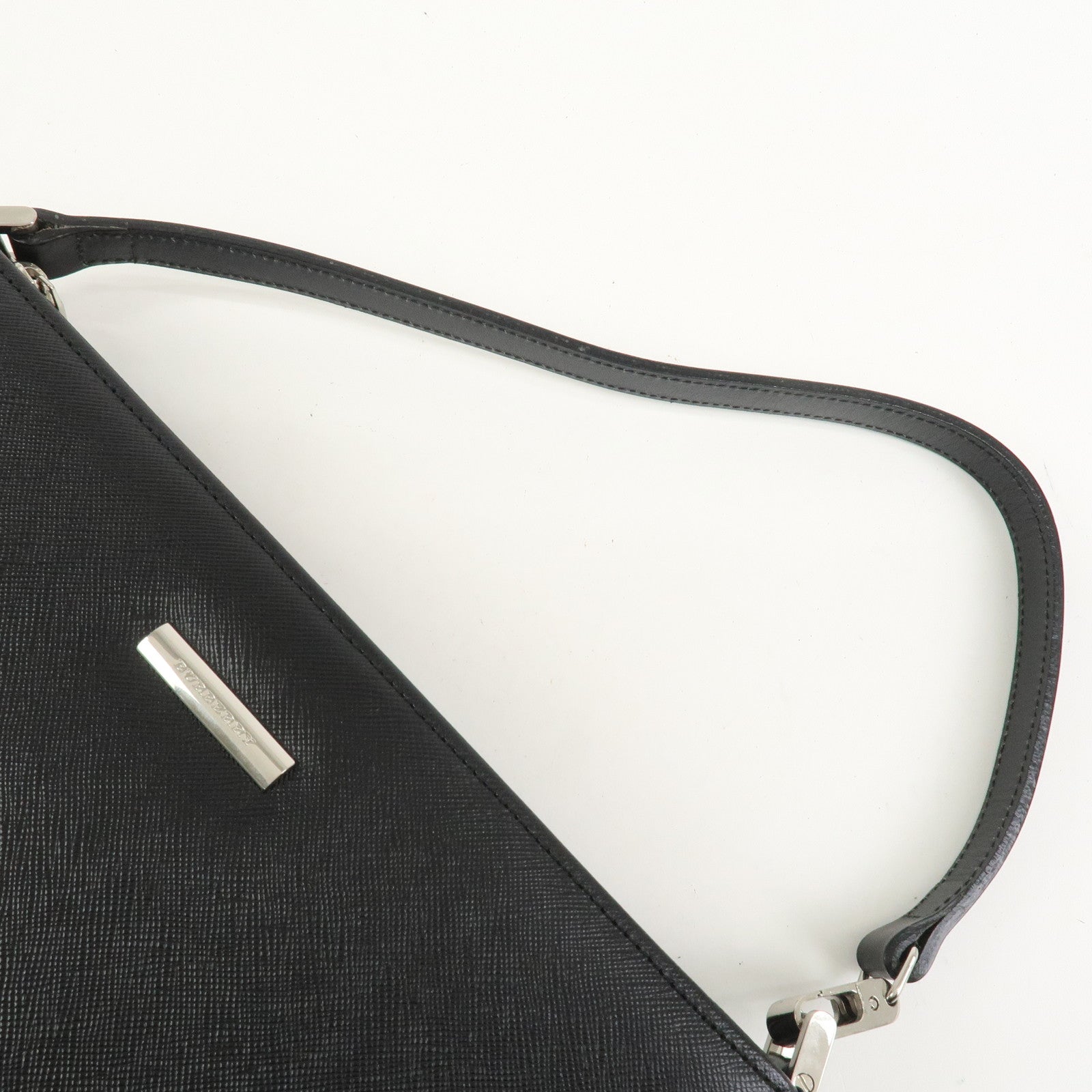 BURBERRY Embosed Leather Shoulder Bag Hand Bag Shoulder Bag Black