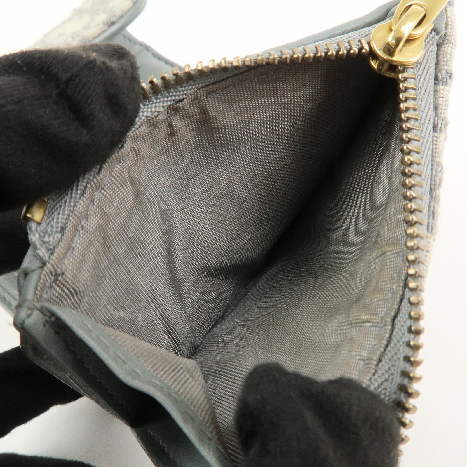Christian Dior Trotter Saddle Tri-fold Compact Wallet Gray