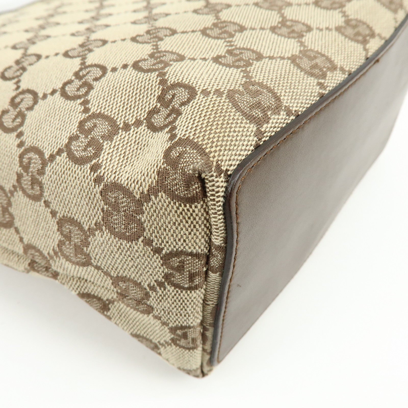GUCCI GG Canvas Leather Tote Bag Shoulder Bag Beige Brown 31244