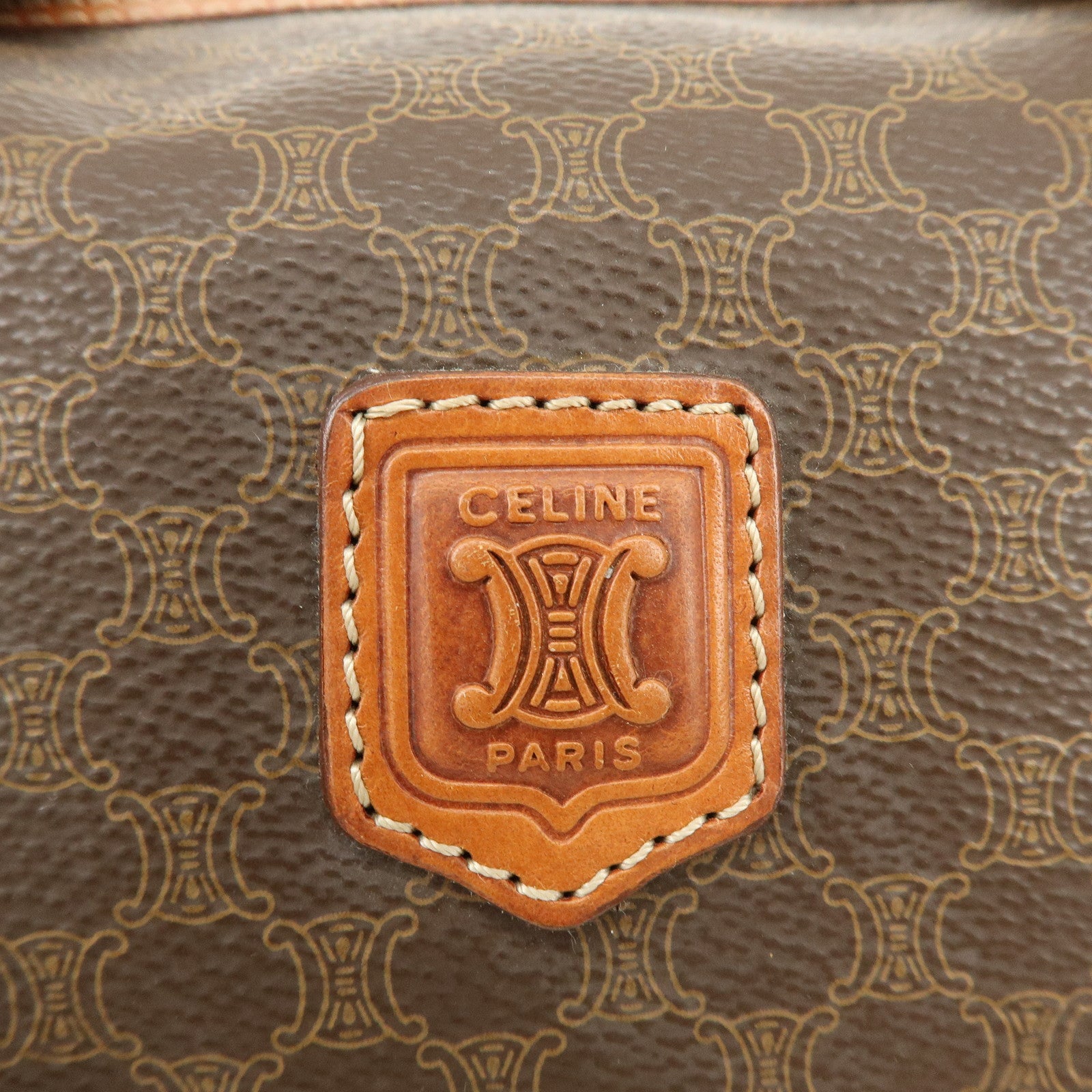 CELINE Macadam PVC Leather Shoulder Bag Hand Bag Brown