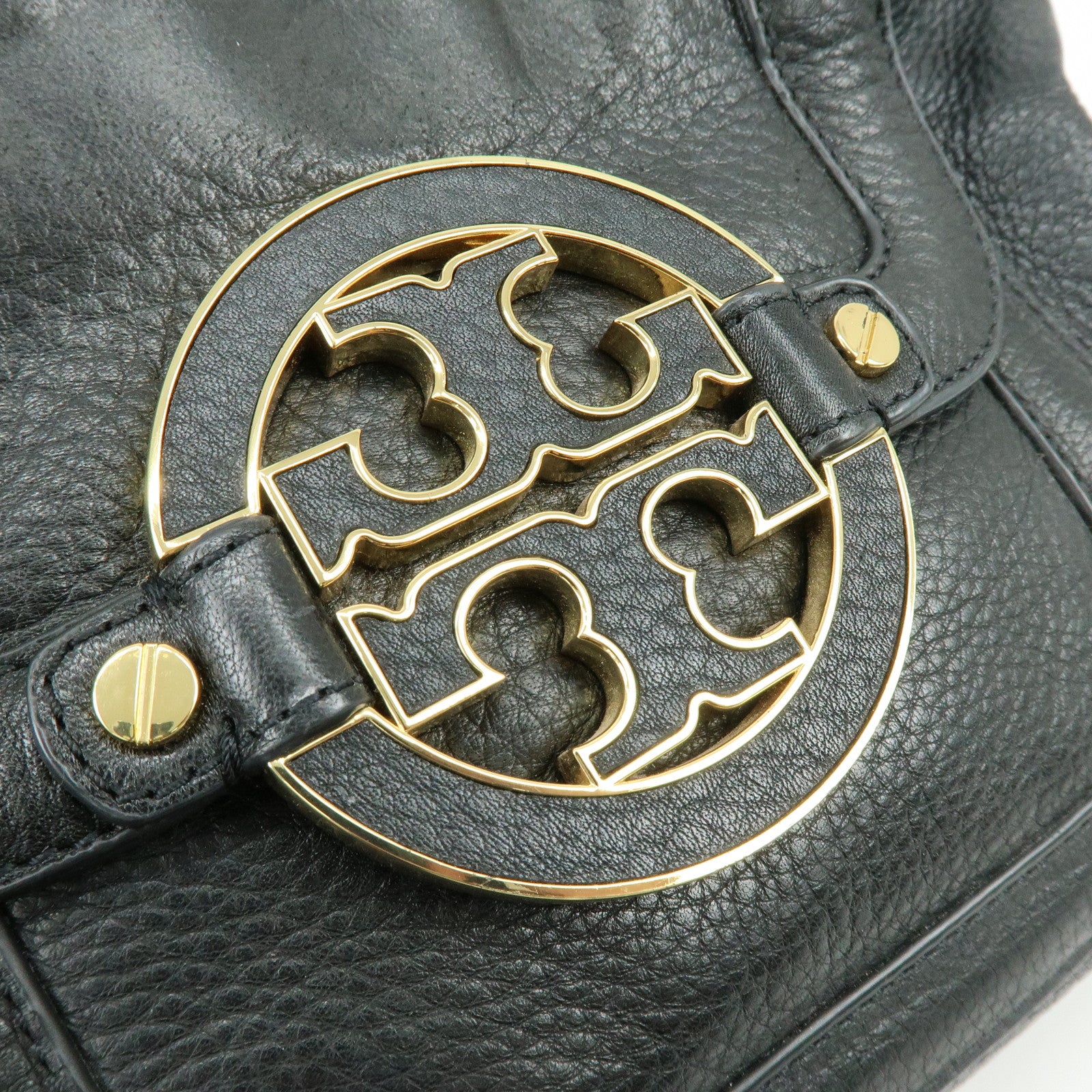 TORY BURCH Double T Leather 2Way Bag Hand Bag Shoulder Bag Black