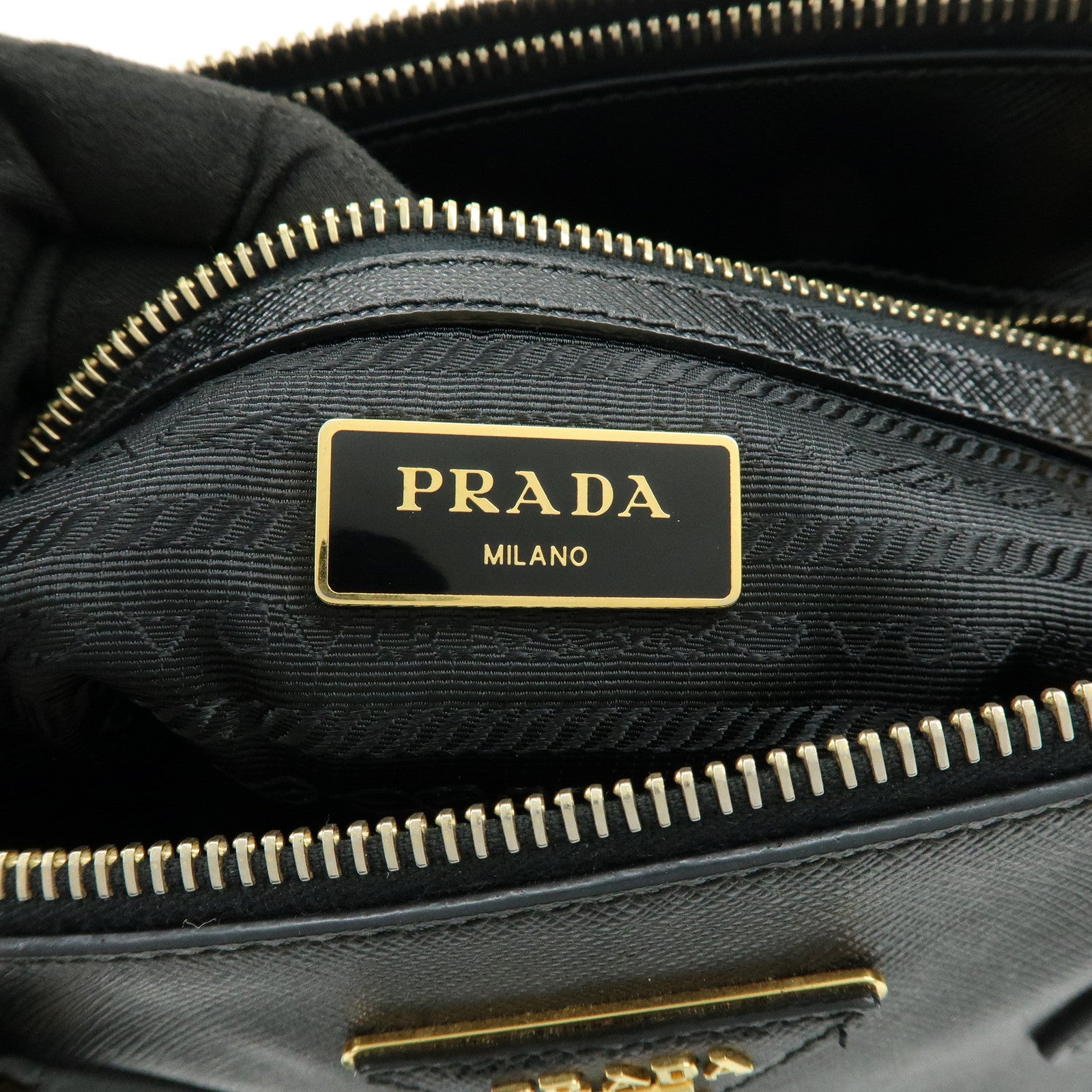 PRADA Saffiano Leather 2Way Bag Hand Bag Shoulder Bag Black 1BA801