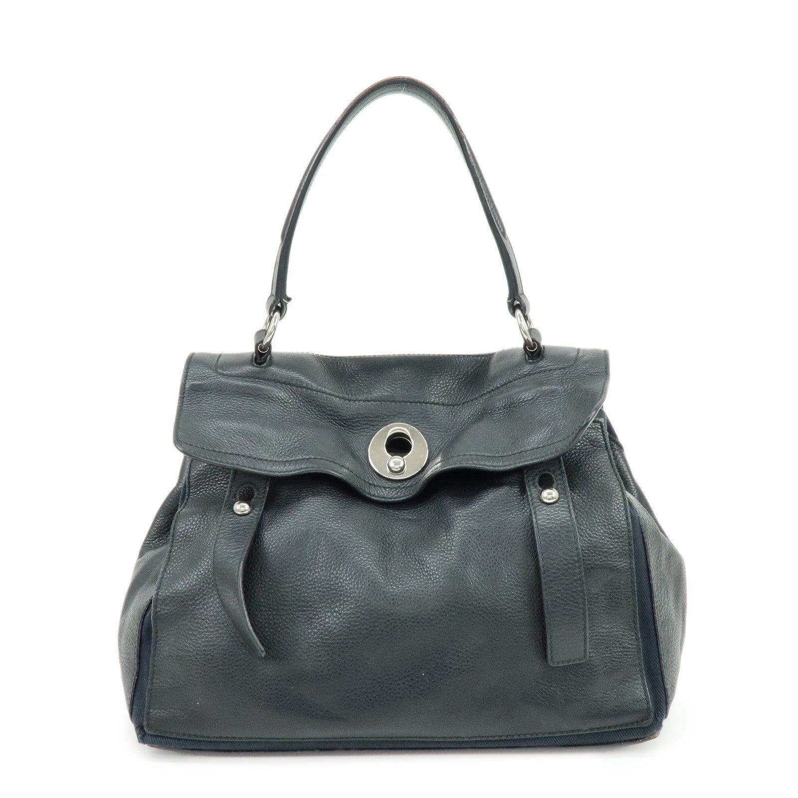 SAINT LAURENT PARIS Muse Two Calf Leather Hand Bag Black 229080