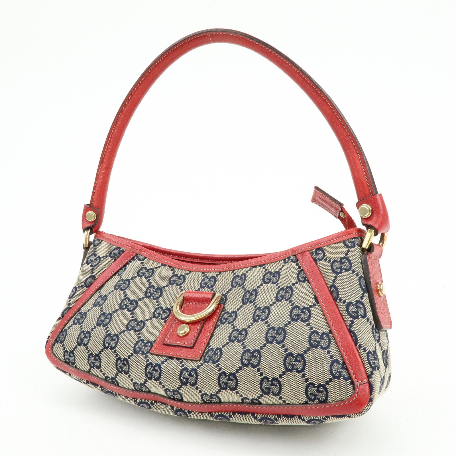 GUCCI Abbey GG Canvas Leather Shoulder Hand Bag Beige Red 130939