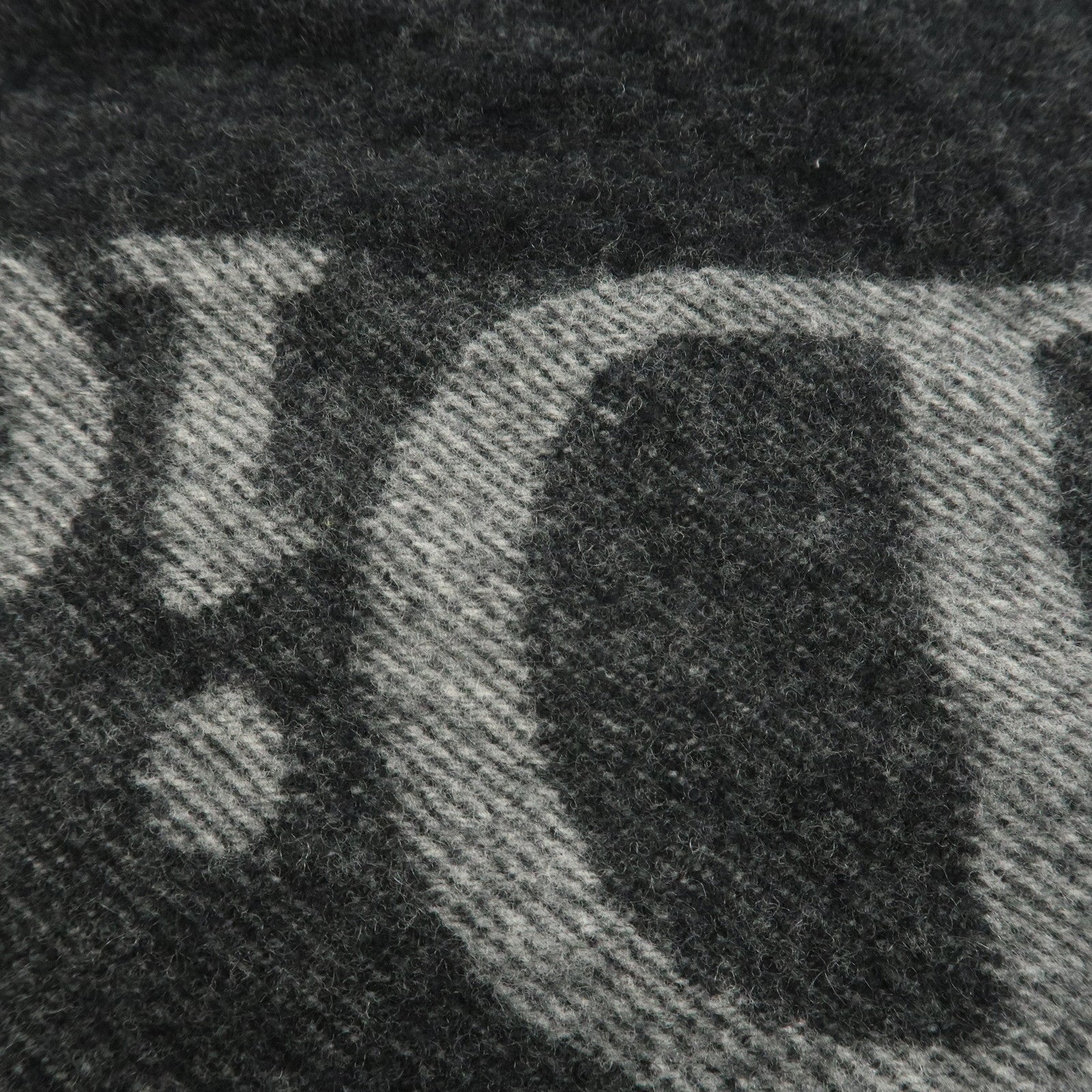 Christian Dior Logo Wool Cashmere Scarf Black Gray