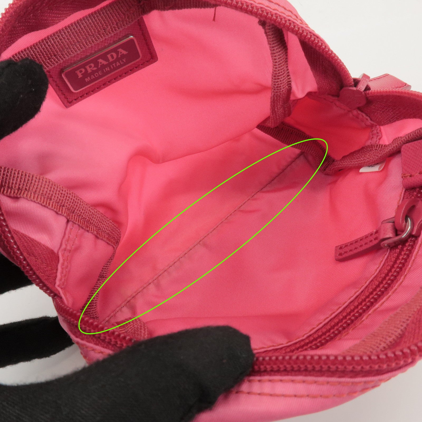 PRADA Set of 2 Nylon Pouch Cosmetic Bag Pink Red 1N0340/1N0339