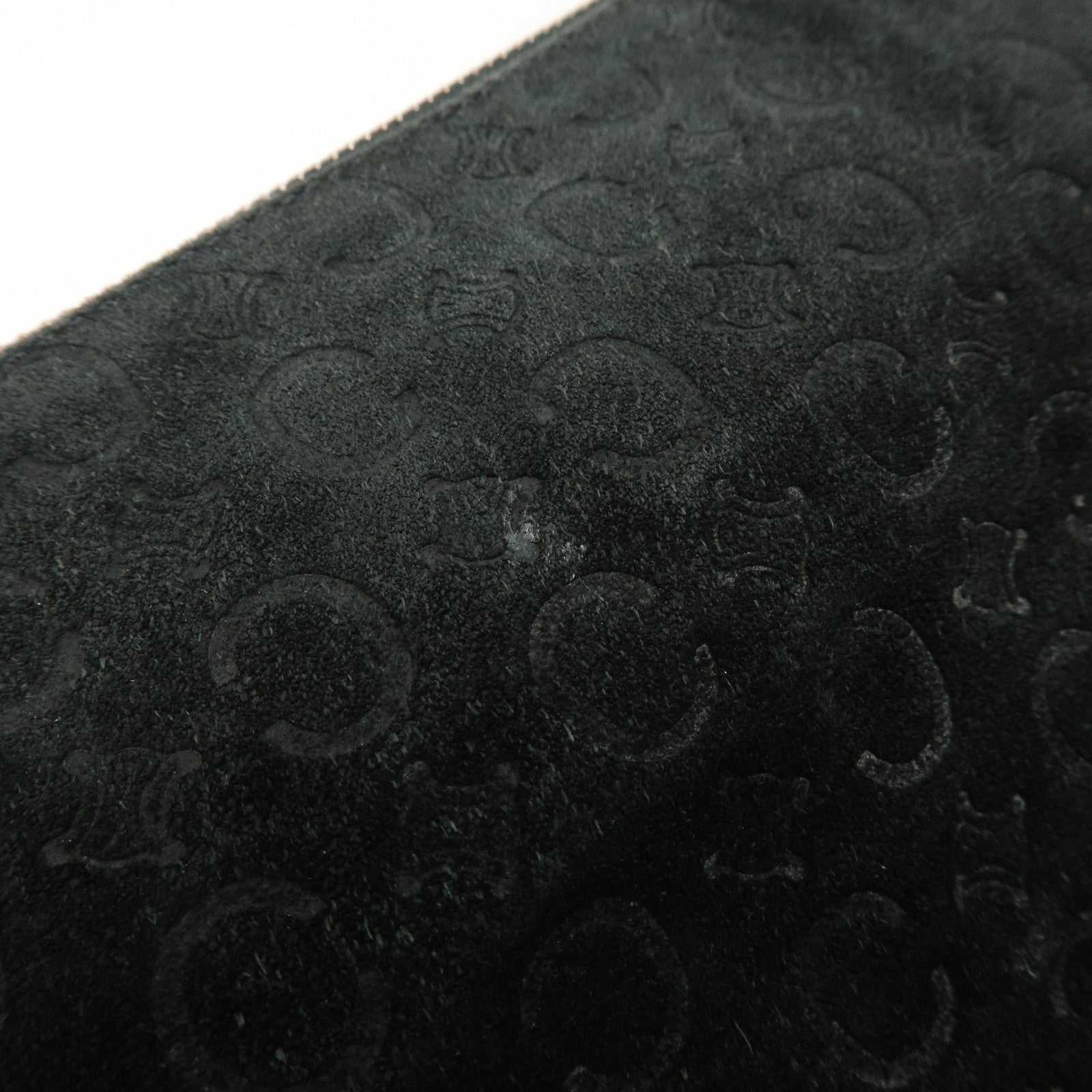 CELINE C Macadam Suede Leather Shoulder Bag Hand Bag Black