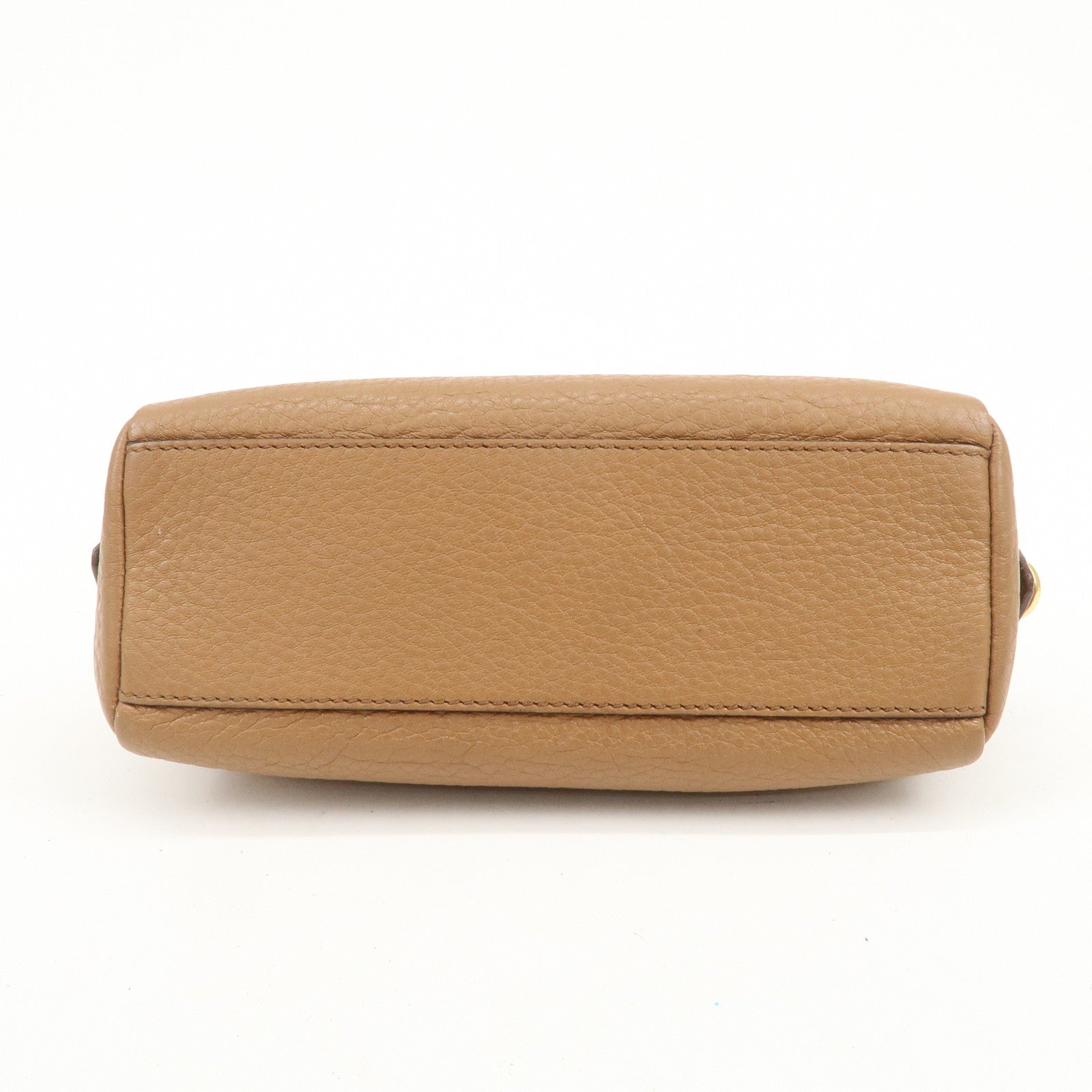 PRADA Logo Leather Pouch Cosmetic Pouch Camel