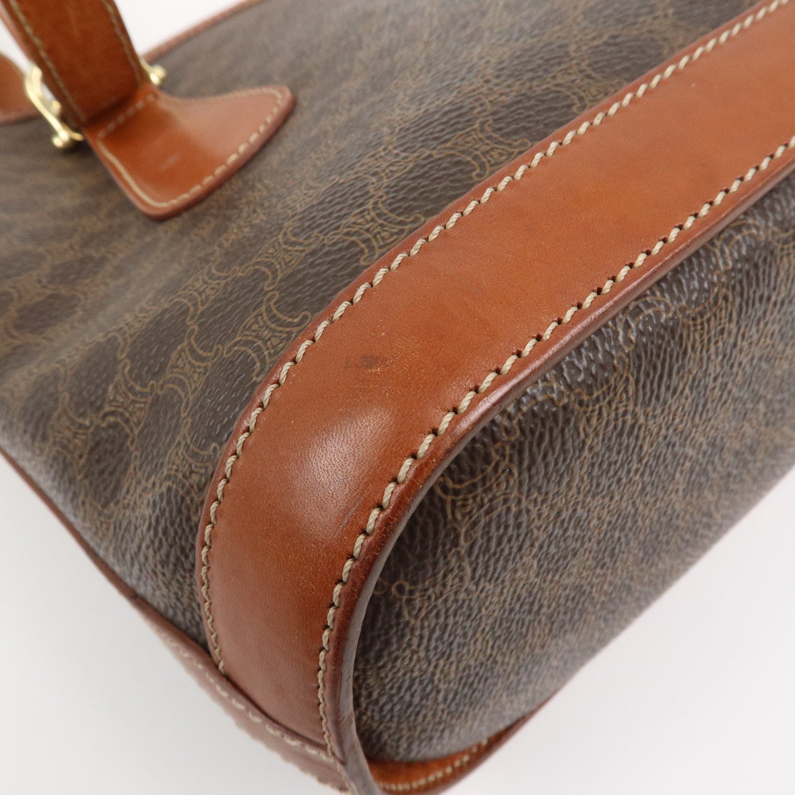 CELINE Macadam PVC Leather Shoulder Bag Hand Bag Brown