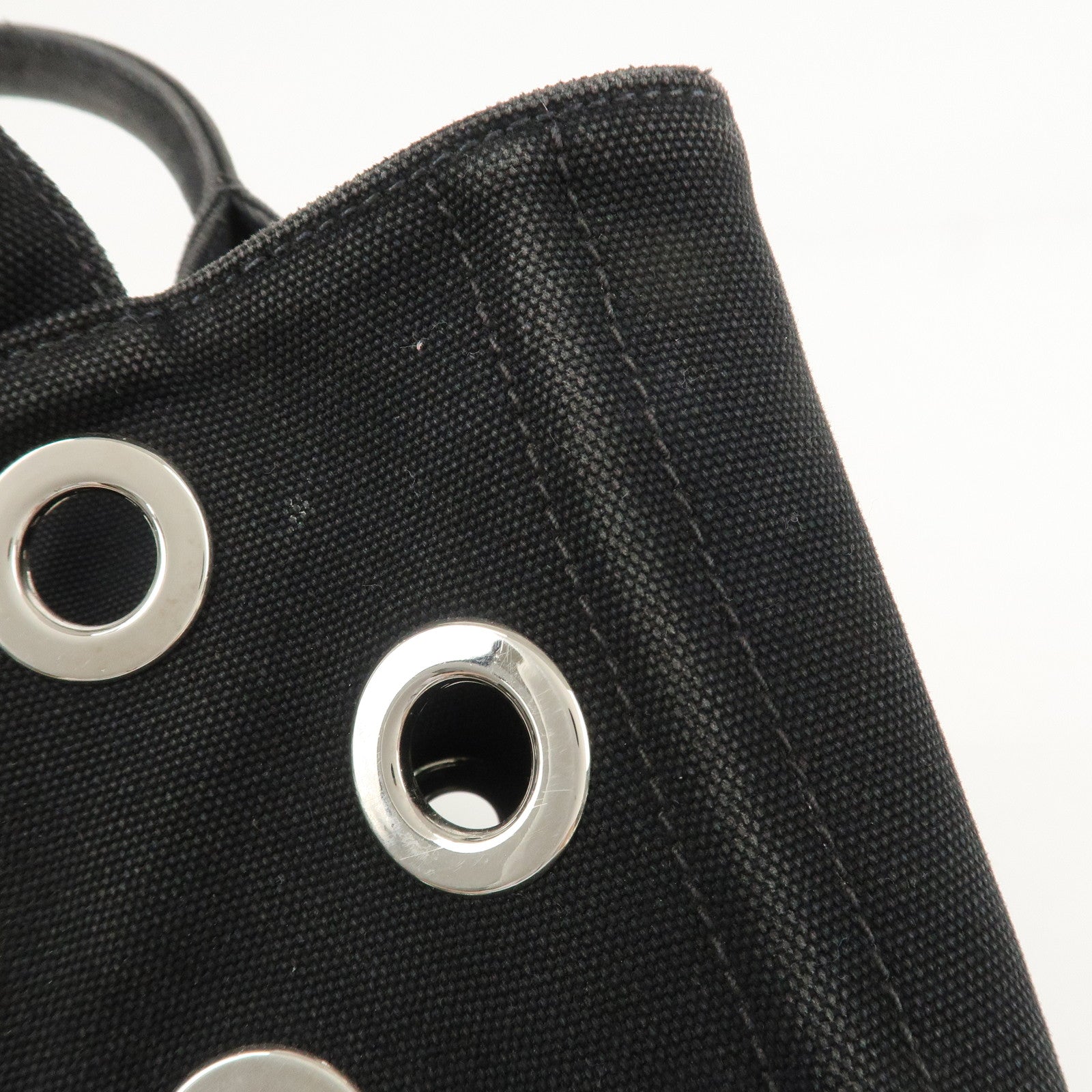 PRADA Logo Canapa Mini Canvas 2Way Bag Hand Bag Black 1BG439