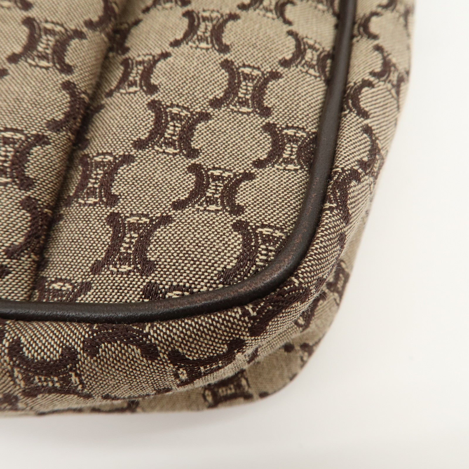 CELINE Macadam Canvas Leather Shoulder Bag Crossbody Bag Brown