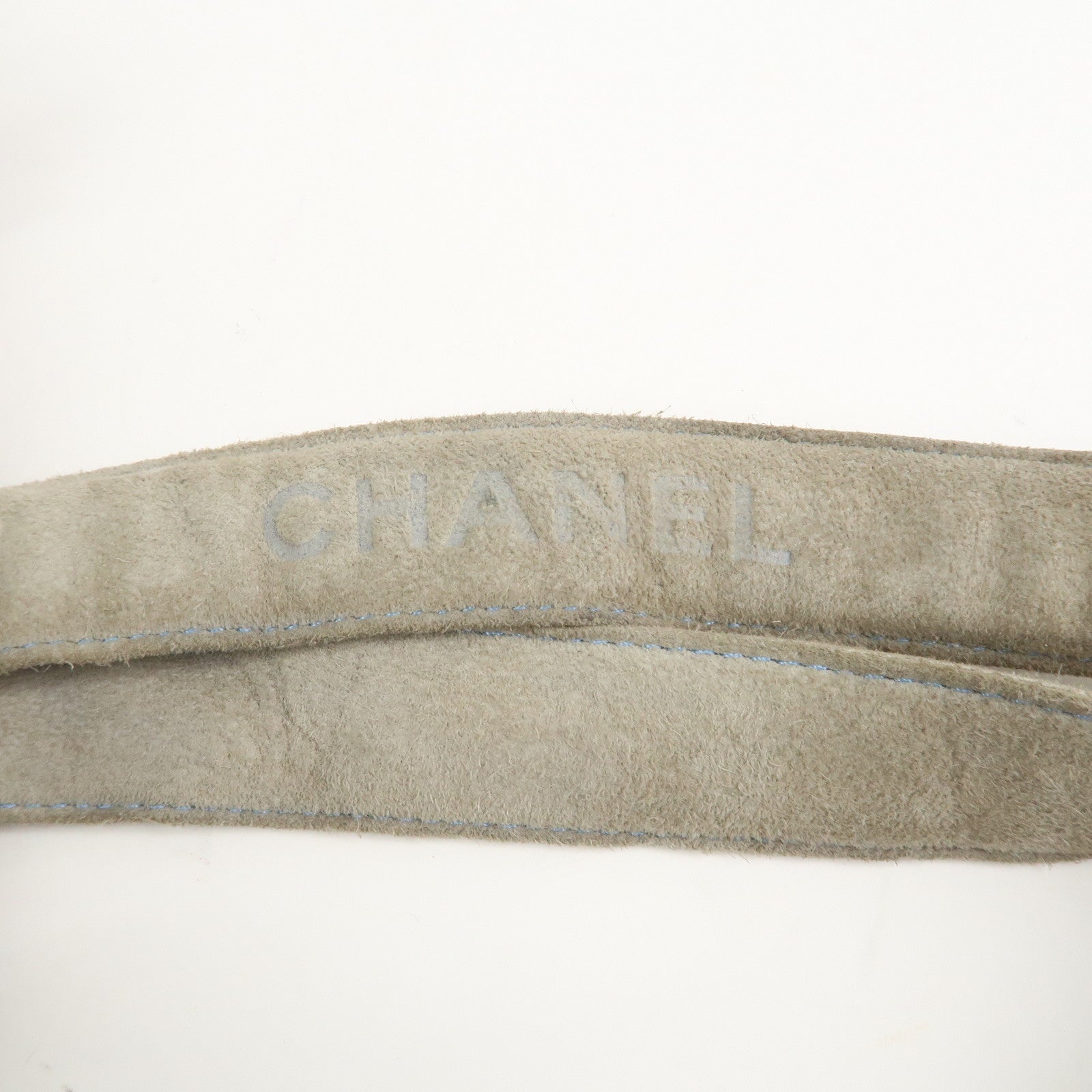 CHANEL COCO Mark Logo Fur Suede Hand Bag Grey