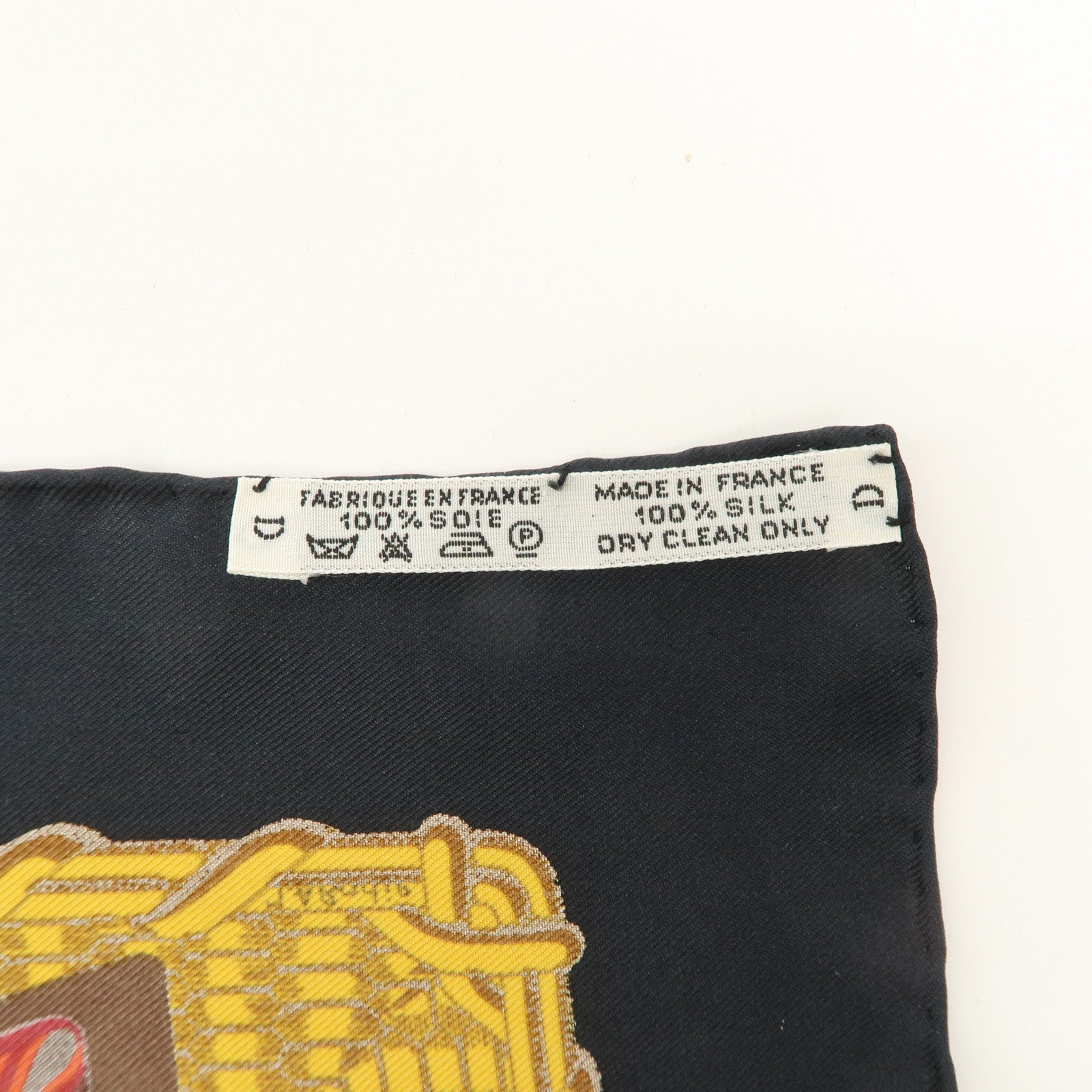 HERMES Carre 90 Silk 100% Scarf GRAND APPARAT Black Gold Used