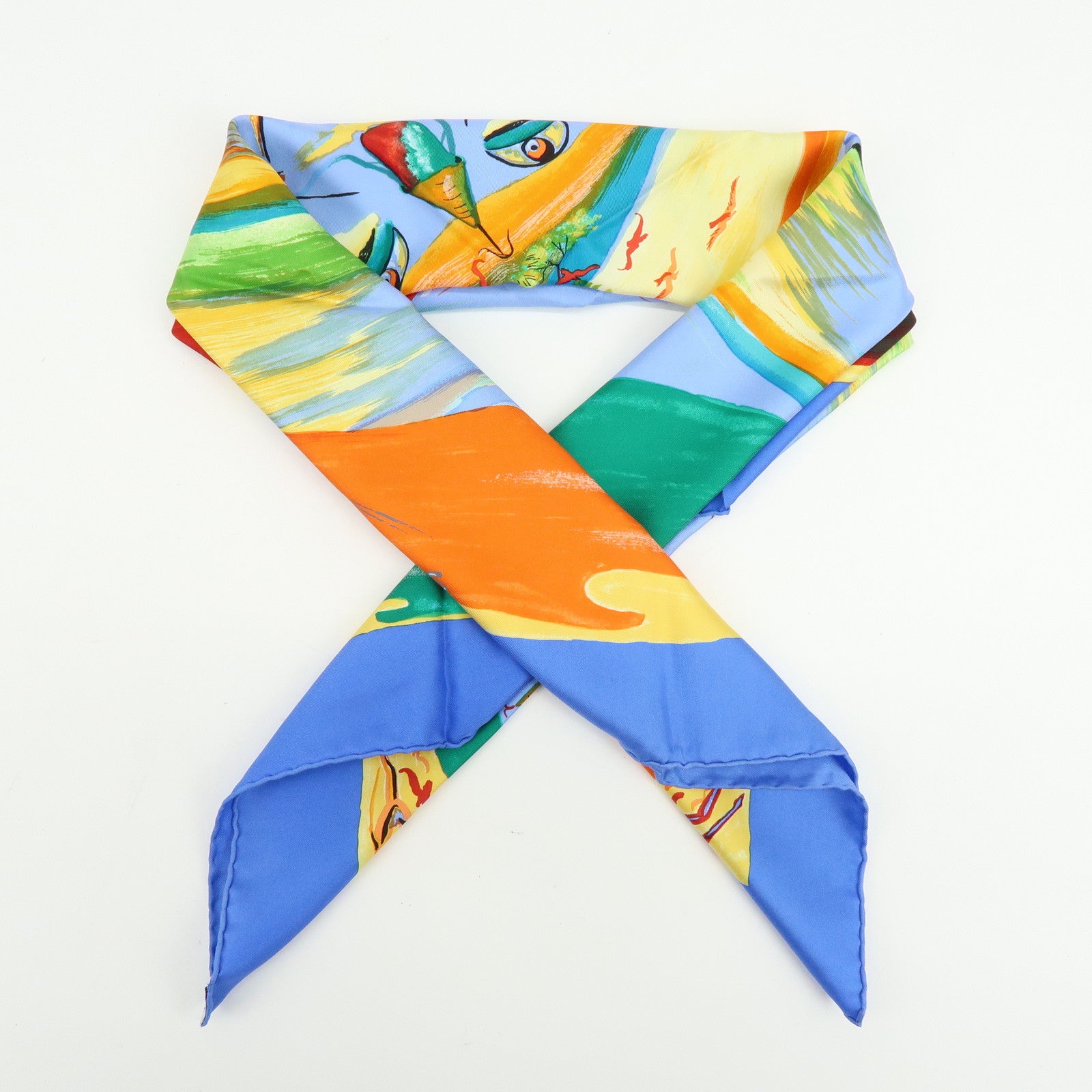 HERMES Carre 90 Silk 100% Scarf Smiles in Third Millenary Blue