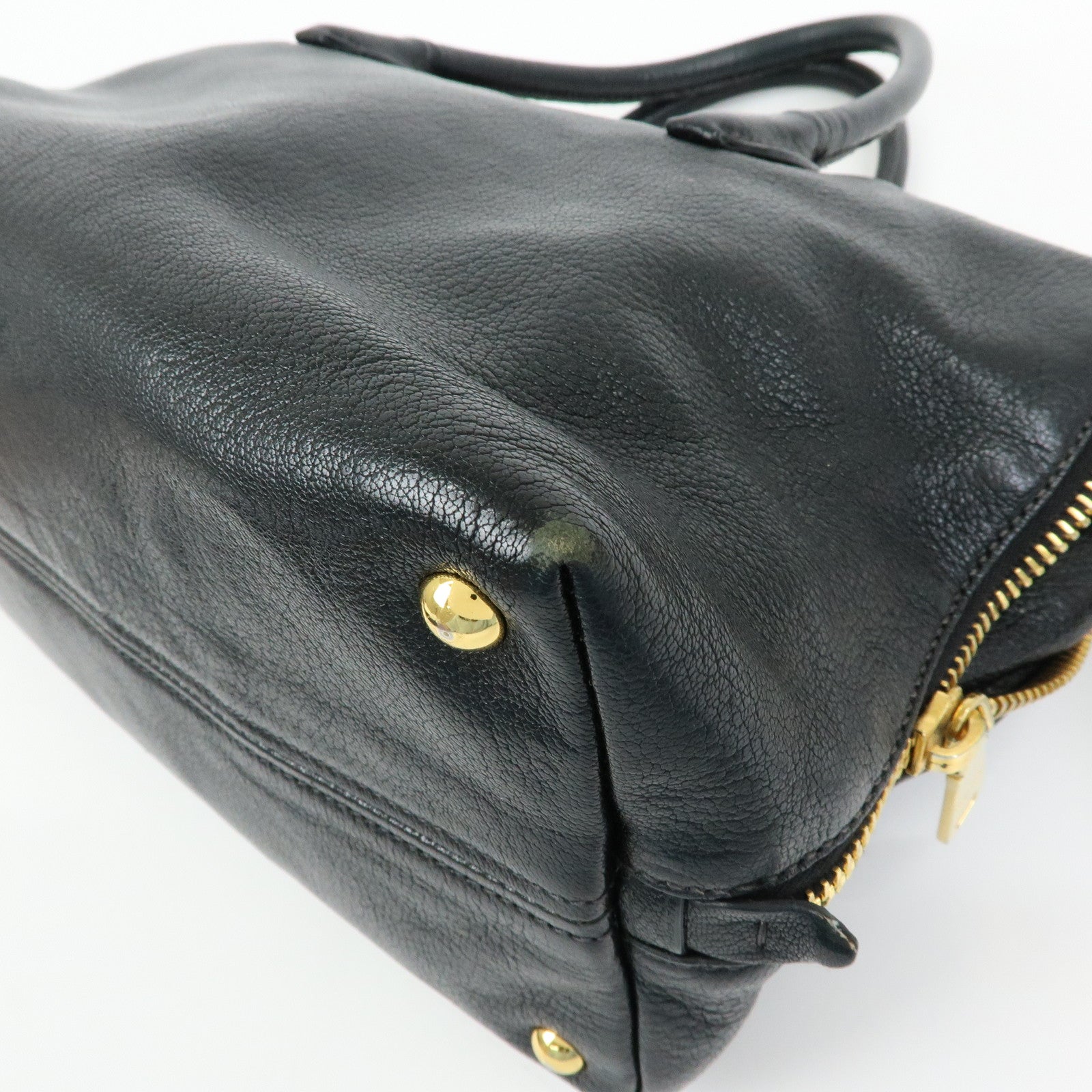 MIU MIU Madras Leather 2WAY Bag Hand Bag Shoulder Bag Black RN1016