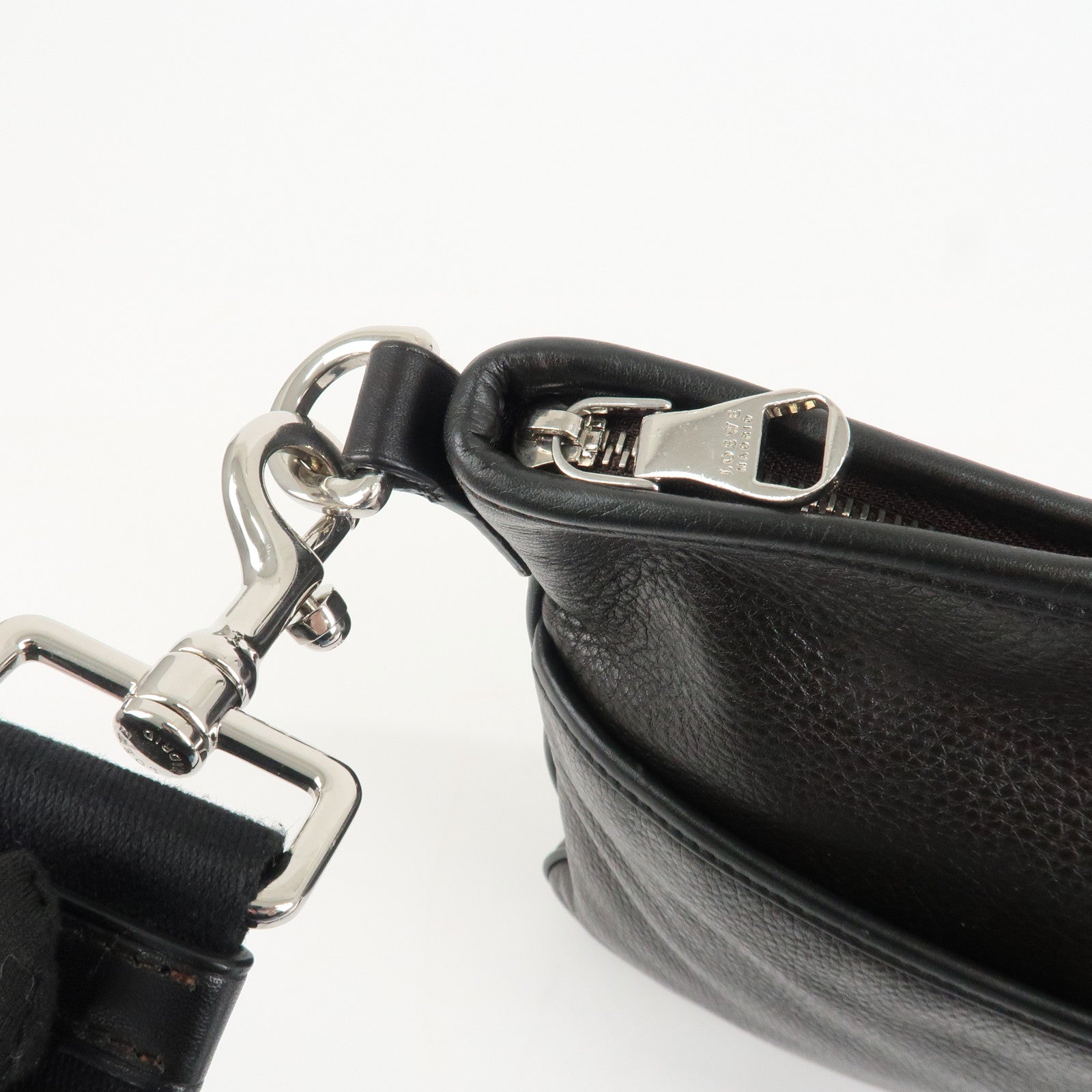 LOEWE Anagram Leather Shoulder Bag Dark Brown Used