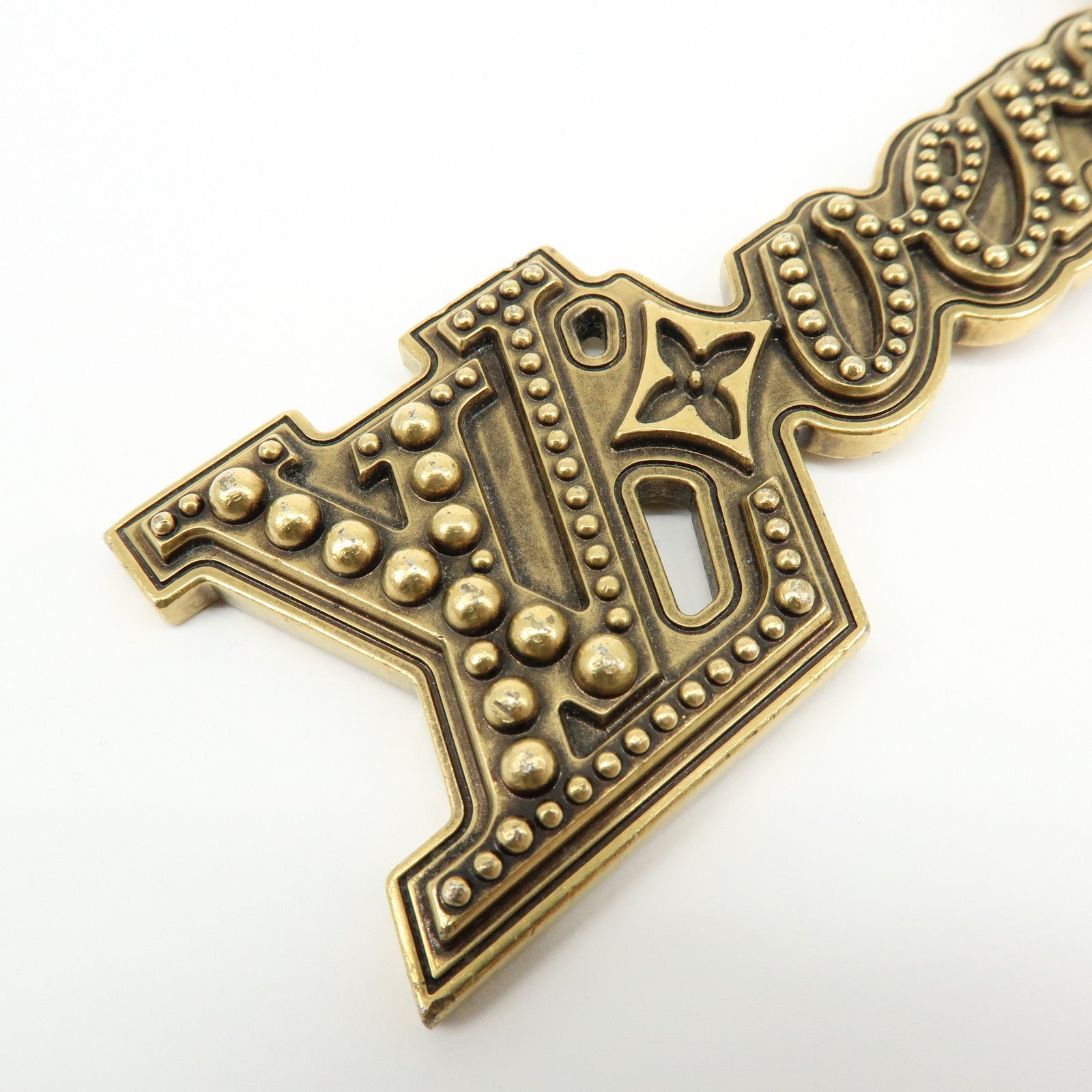 Louis Vuitton LV Lovers Studs Metal Bag Charm Key Chain Gold M01755