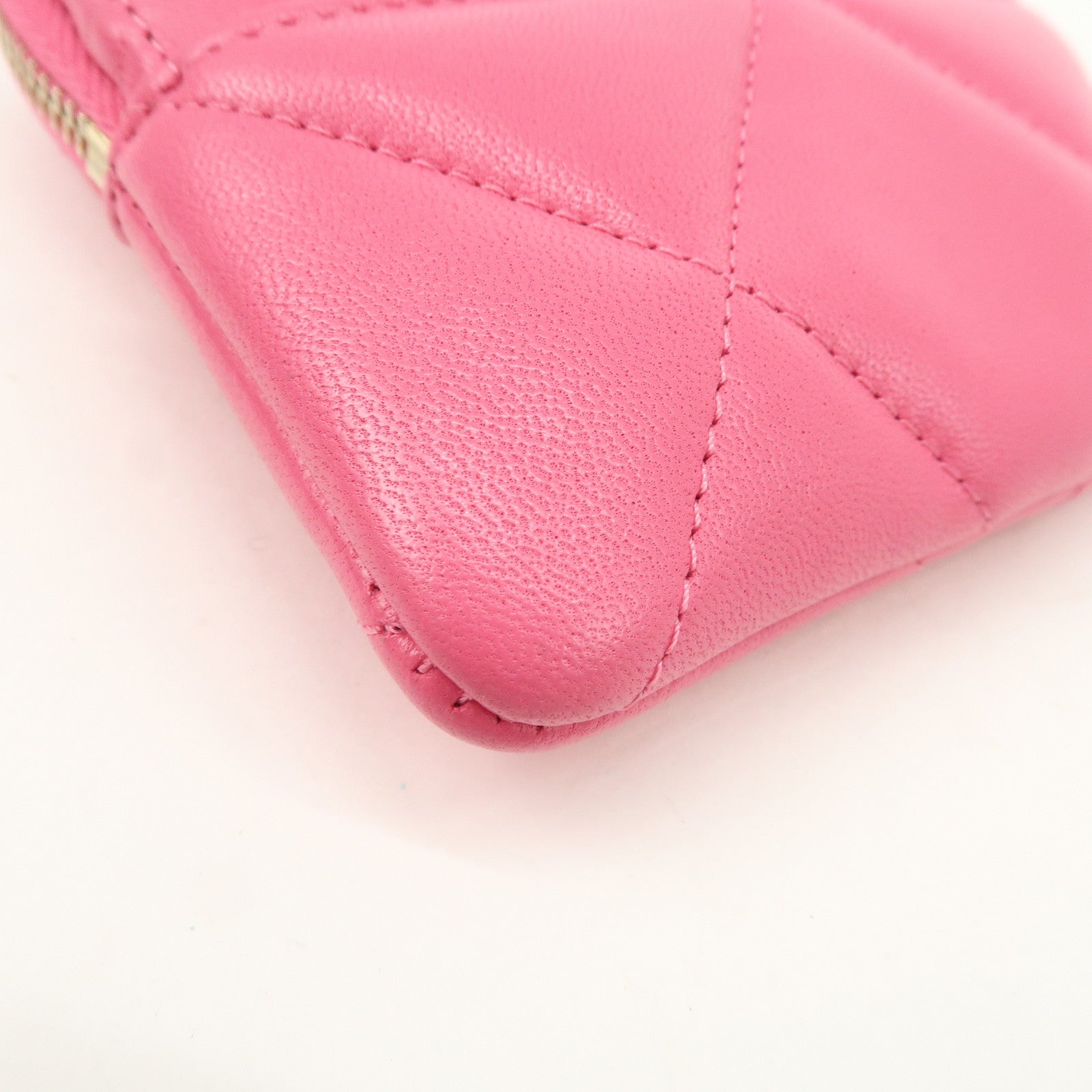CHANEL Matelasse Leather Zippy Coin Wallet Coin Purse Pink AP2086