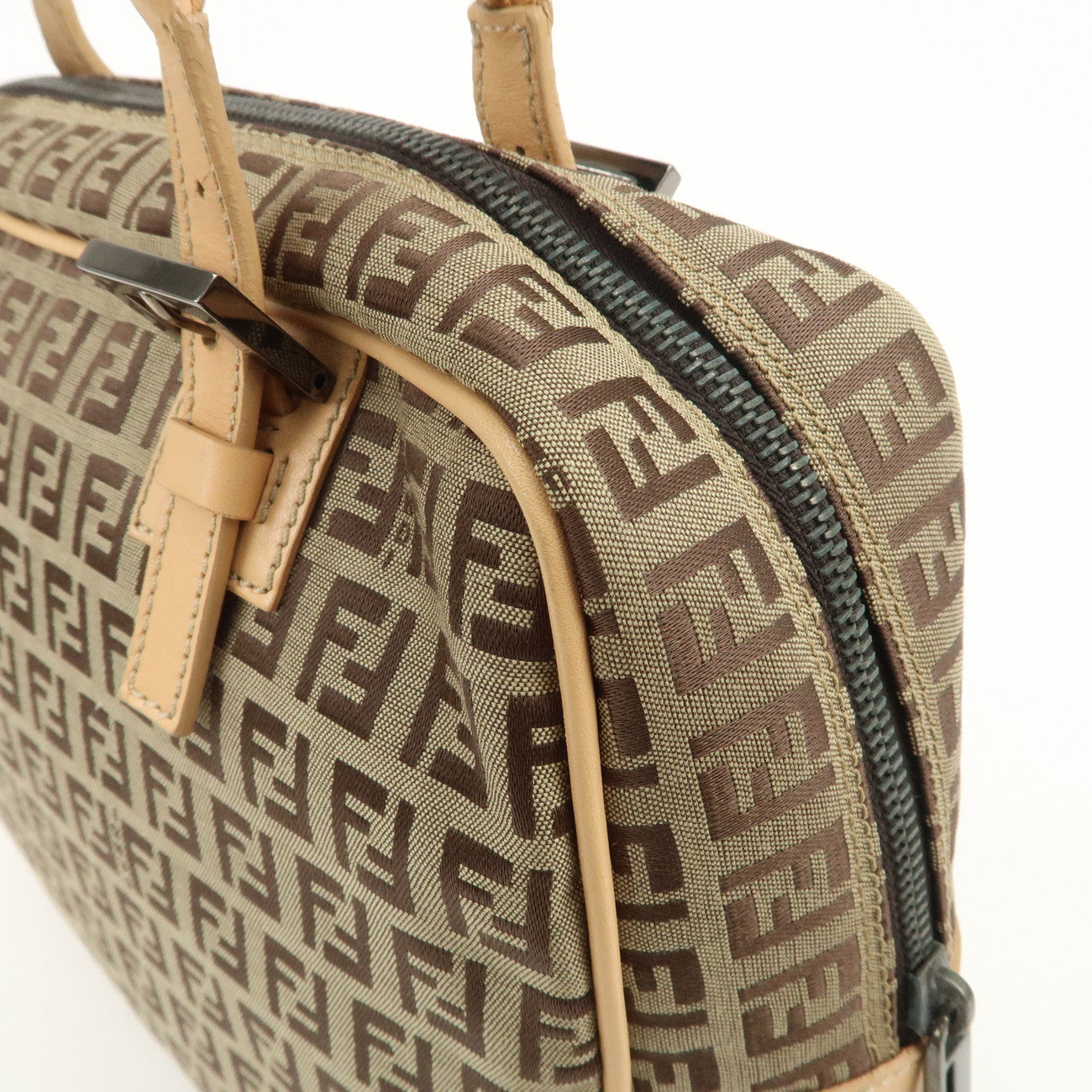 FENDI Zucchino Canvas Hand Bag Shoulder Bag Brown 8BN005