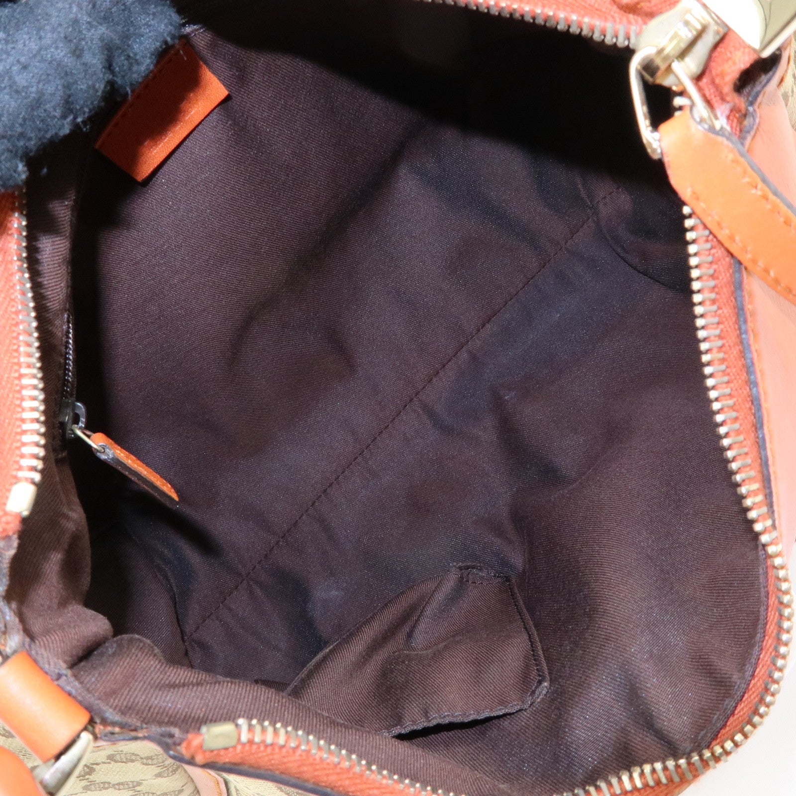 GUCCI Abbey GG Canvas Leather Shoulder Bag Beige Orange 190525