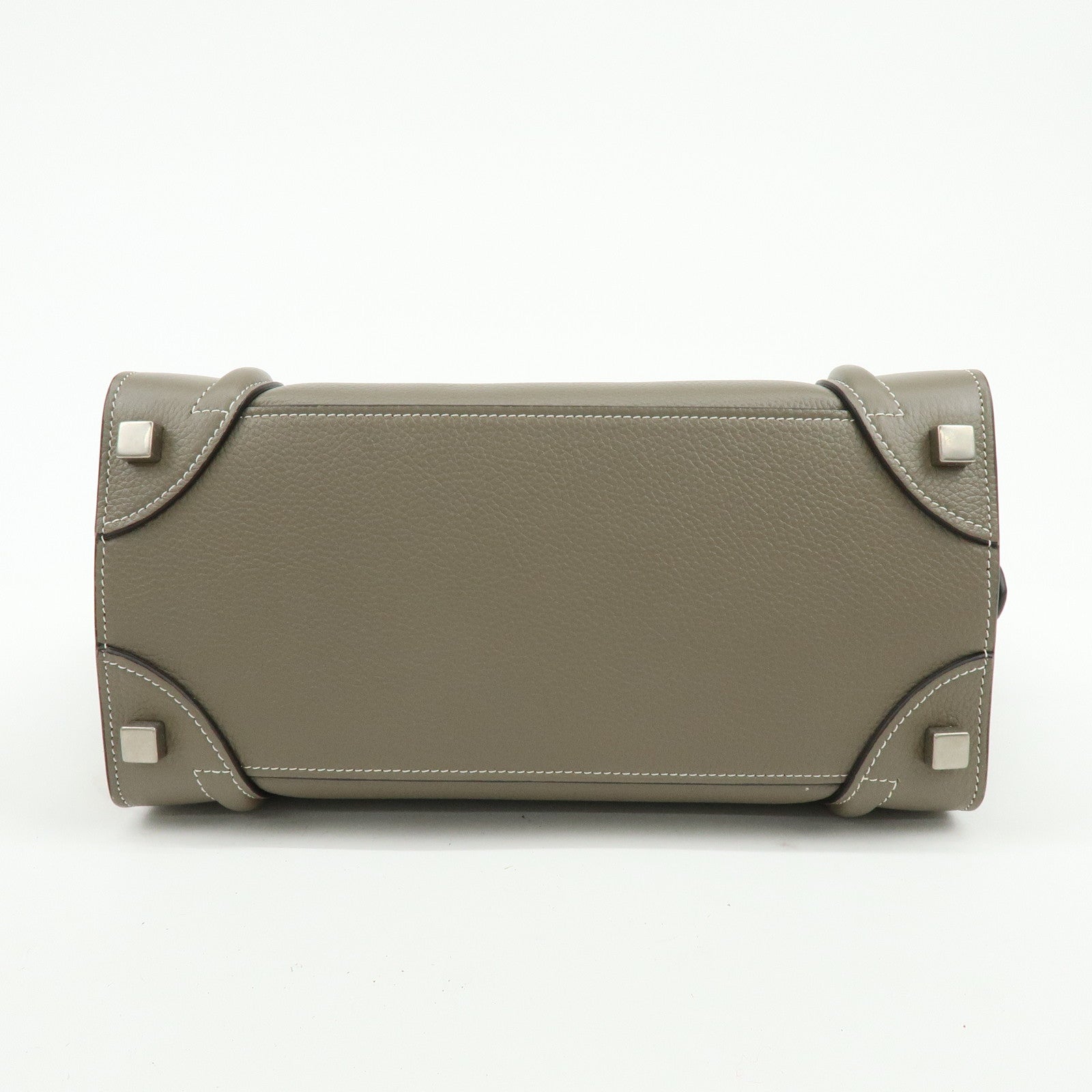 CELINE Luggage Micro Shopper Leather Hand Bag Tote Bag Gray