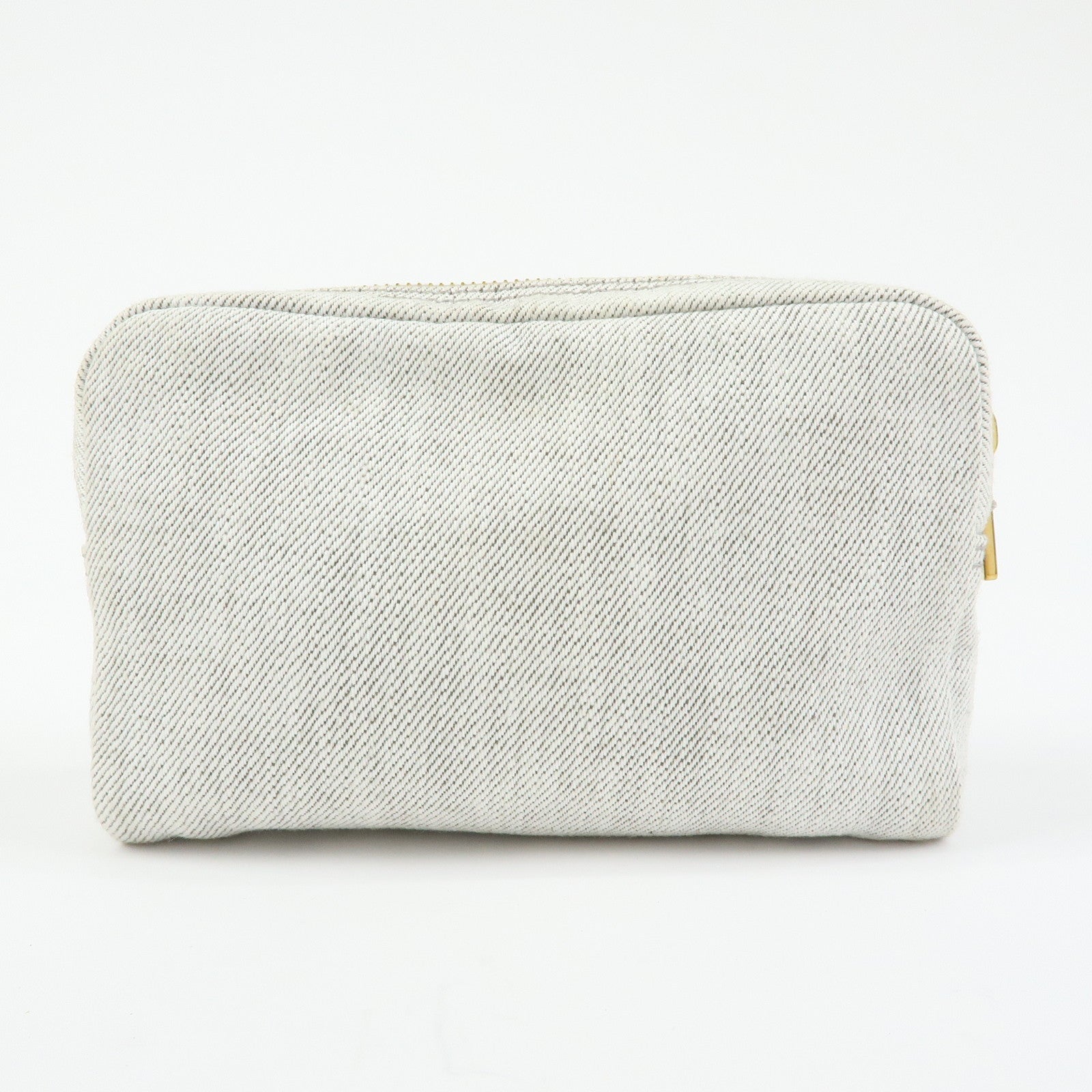 PRADA Triangle Logo Canvas Cosmetic Pouch Accessory Pouch Gray