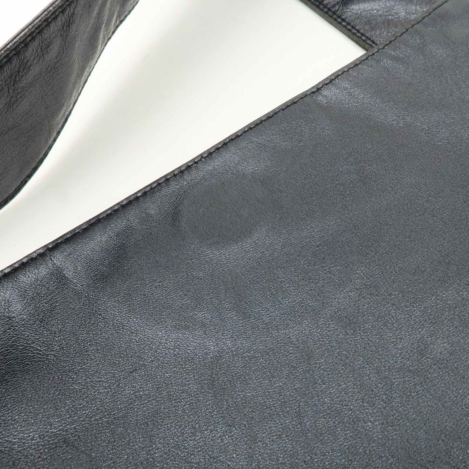 CHANEL Leather Shoulder Bag Crossbody Bag Metallic Blue