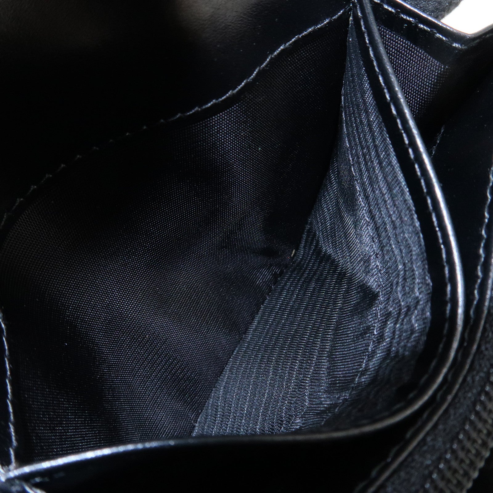 PRADA Logo Leather Compact Wallet Card Case Coin Case Black