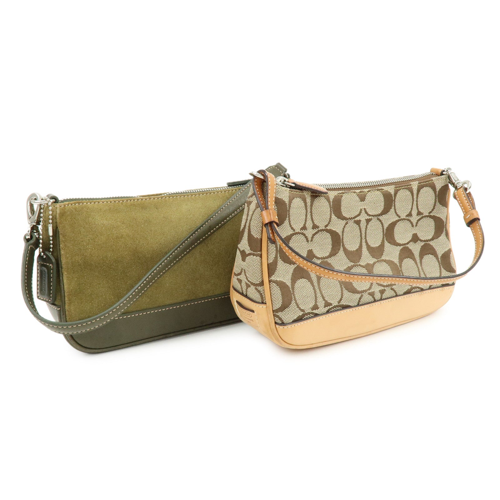 COACH Signature Set of 2 Canvas Leather Suede Shoulder Bag